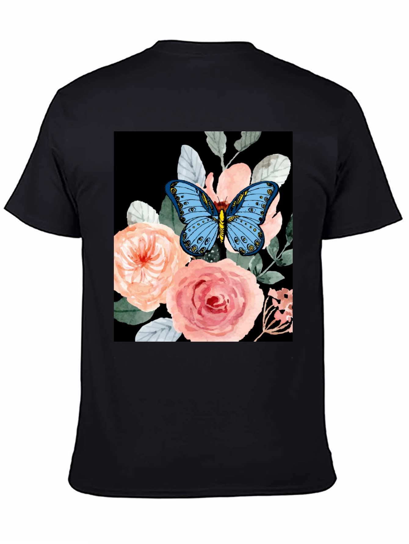 Butterfly Floral Graphic Tee - Black