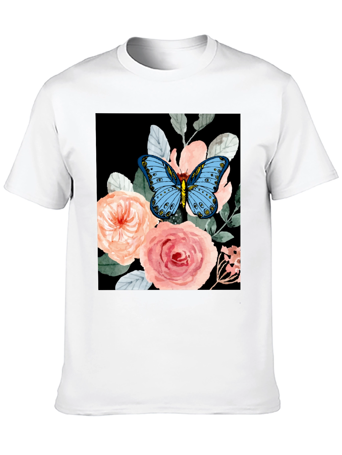 Butterfly Floral Graphic Tee - Black