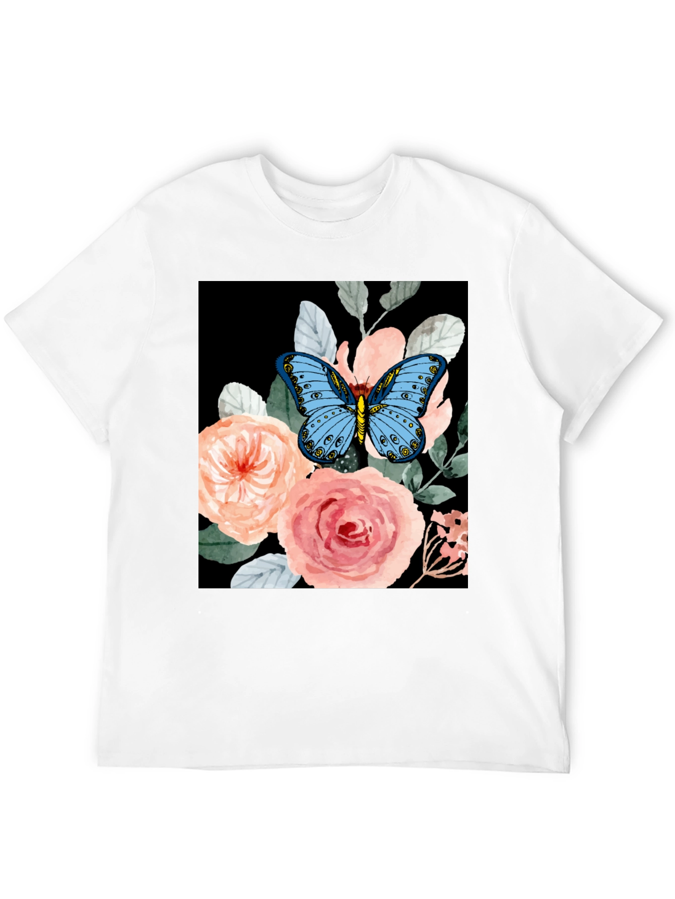 Butterfly Floral Graphic Tee - Black