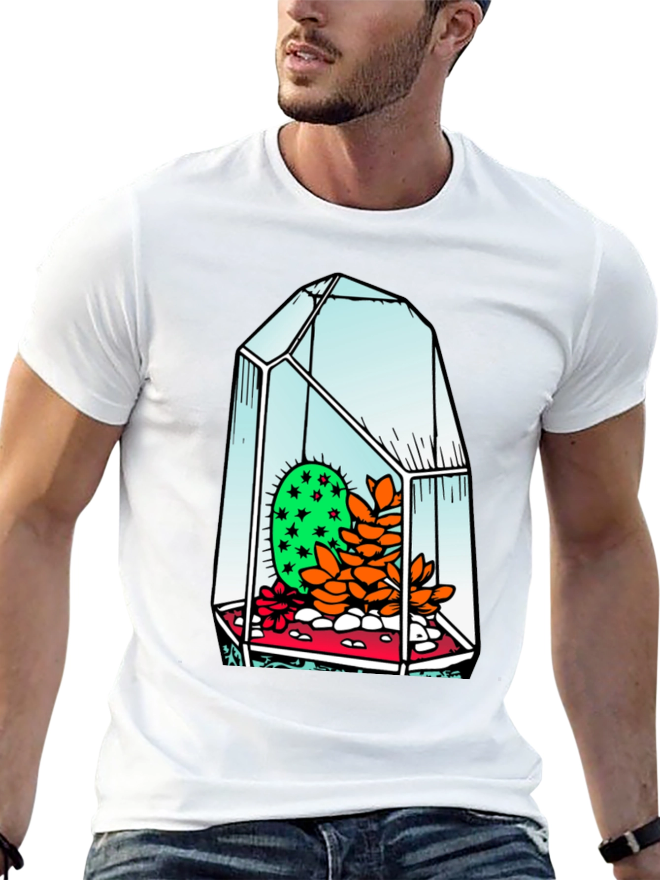 Cactus Terrarium Graphic Tee - Cool Black T-Shirt