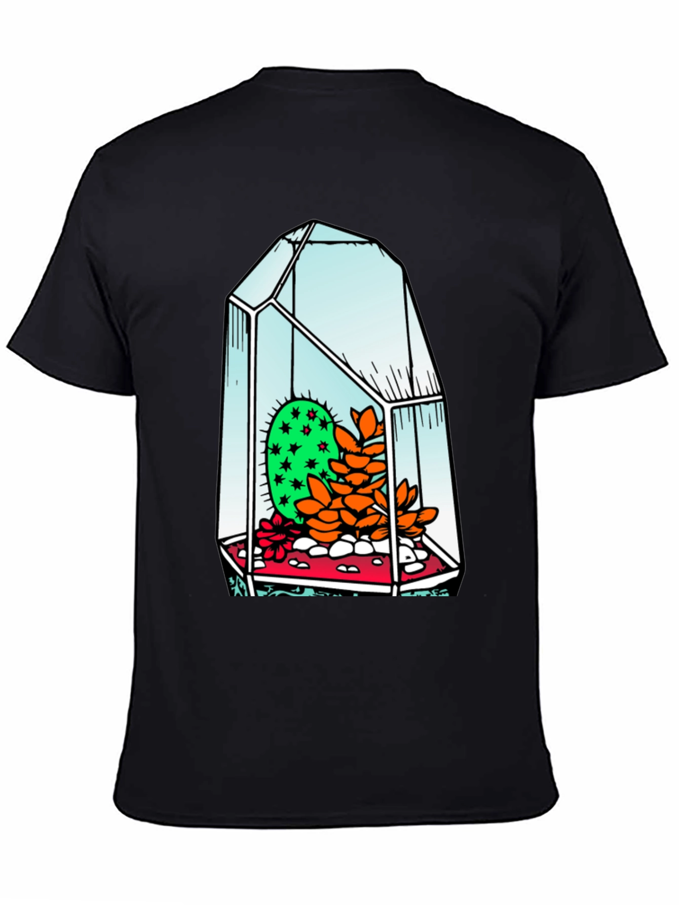 Cactus Terrarium Graphic Tee - Cool Black T-Shirt