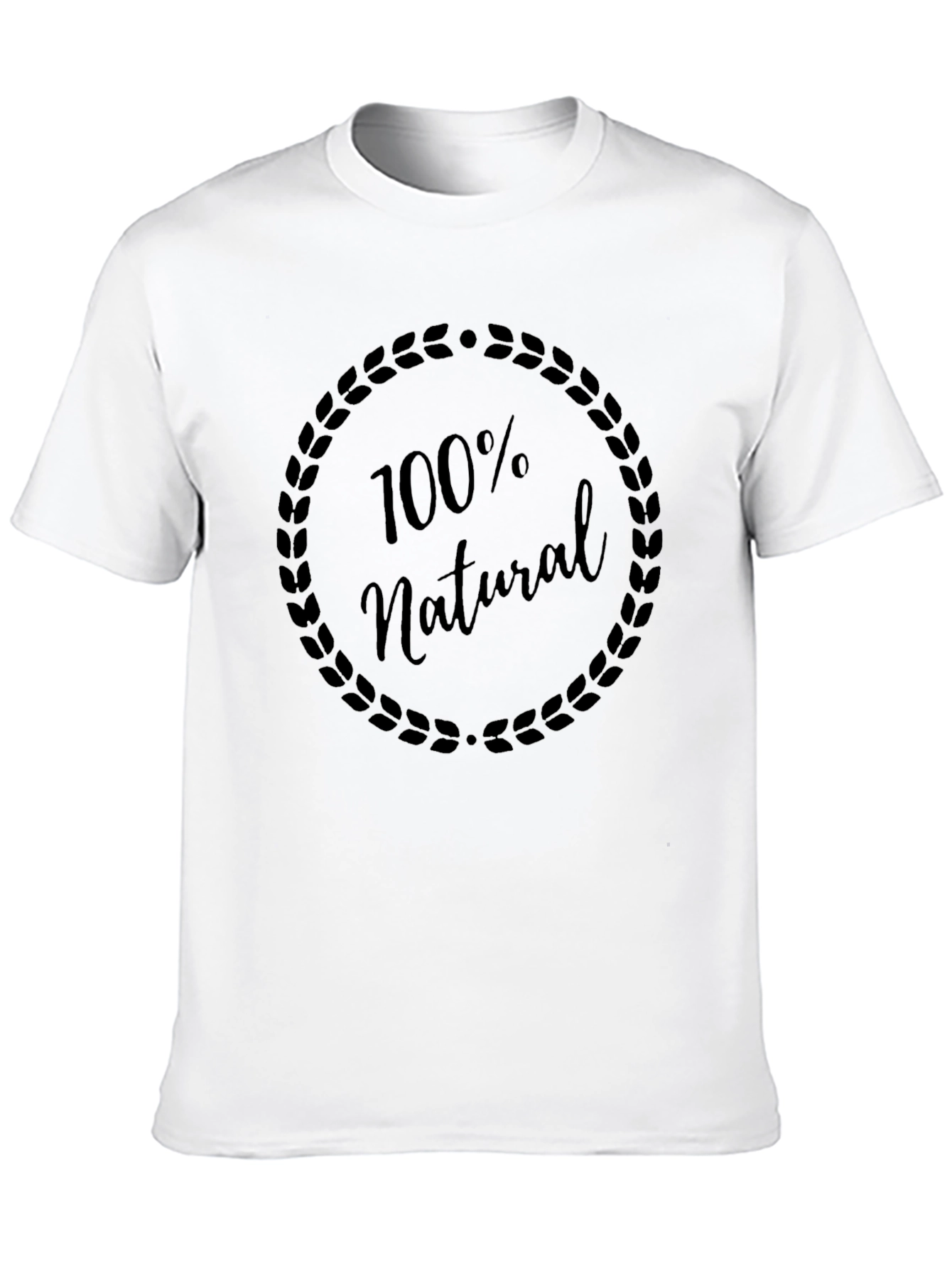 100% Natural Black Graphic Tee - Stylish Mens T-Shirt
