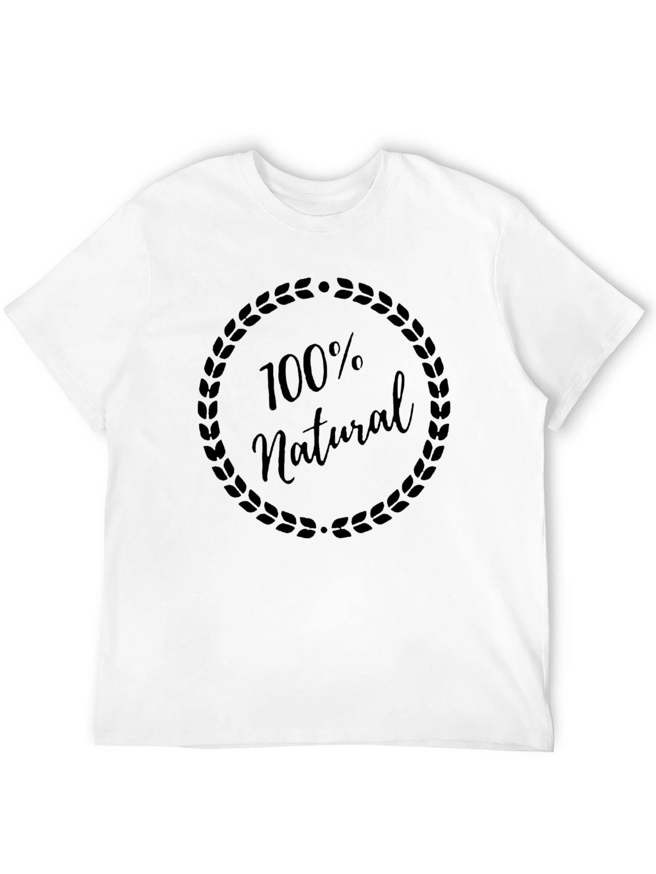 100% Natural Black Graphic Tee - Stylish Mens T-Shirt