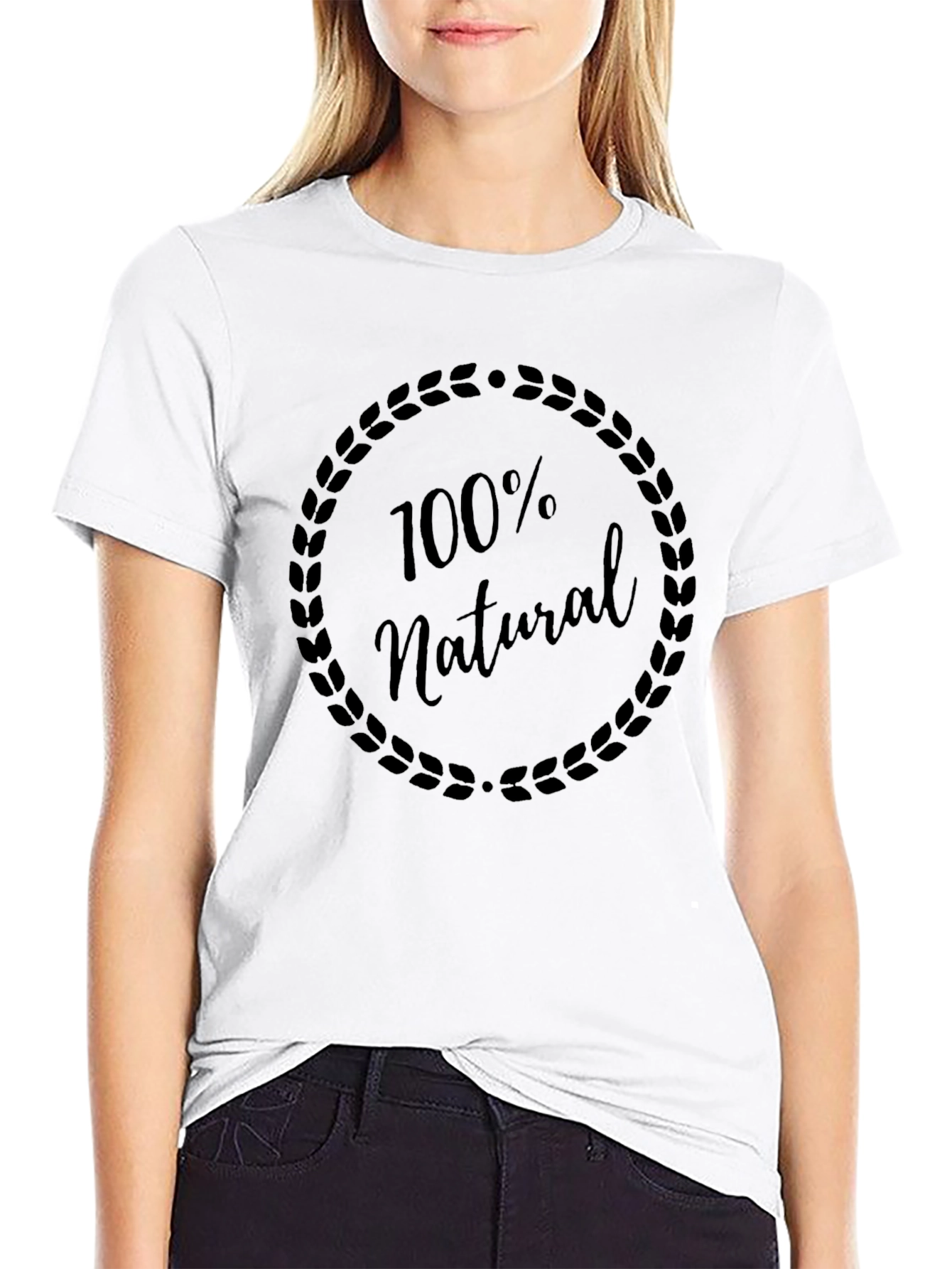 100% Natural Black Graphic Tee - Stylish Mens T-Shirt