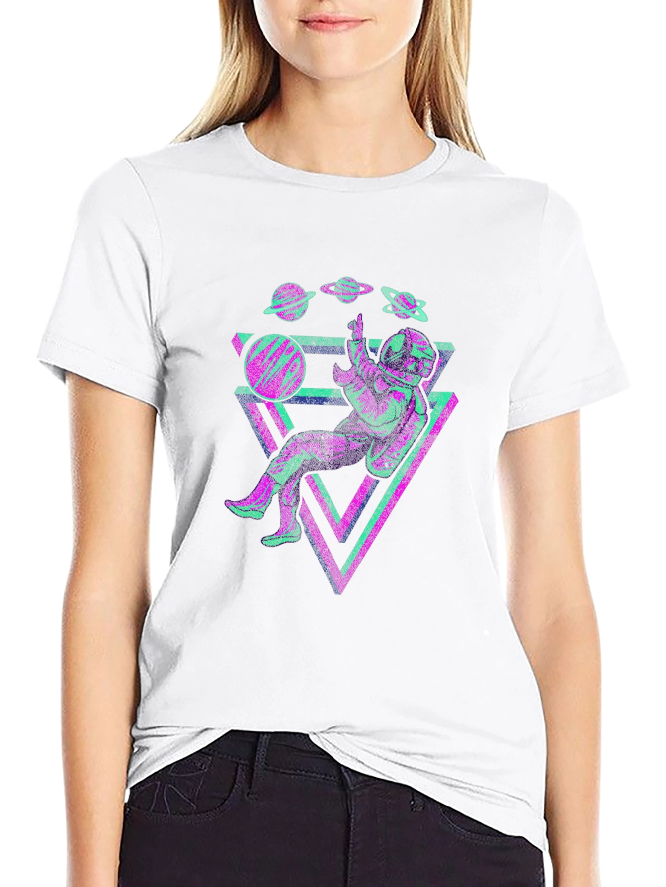 Astronaut Triangles T-Shirt - Space Galaxy