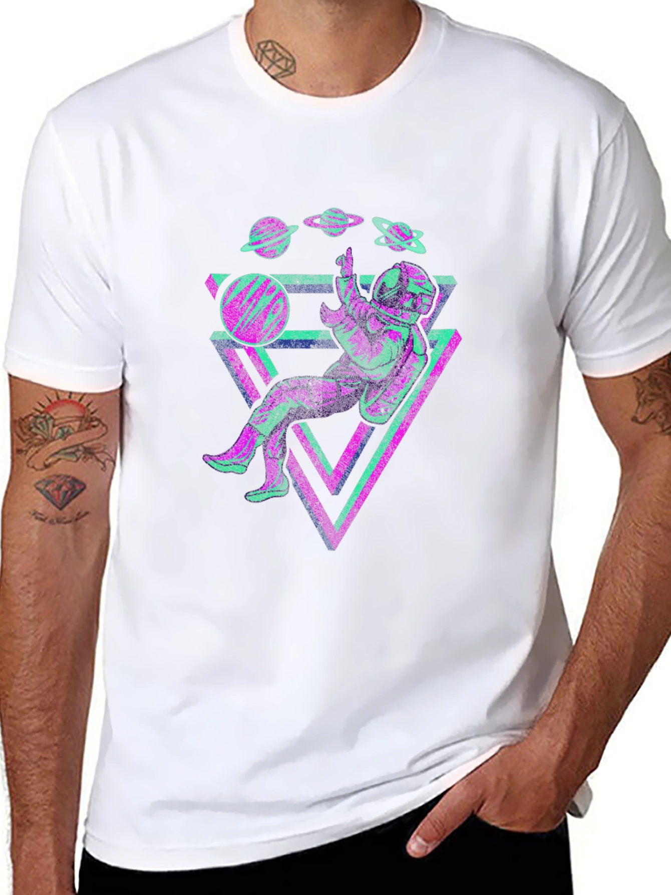 Astronaut Triangles T-Shirt - Space Galaxy