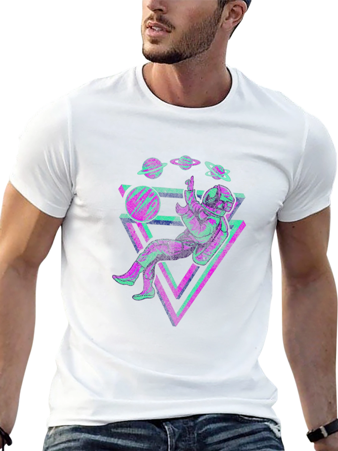 Astronaut Triangles T-Shirt - Space Galaxy