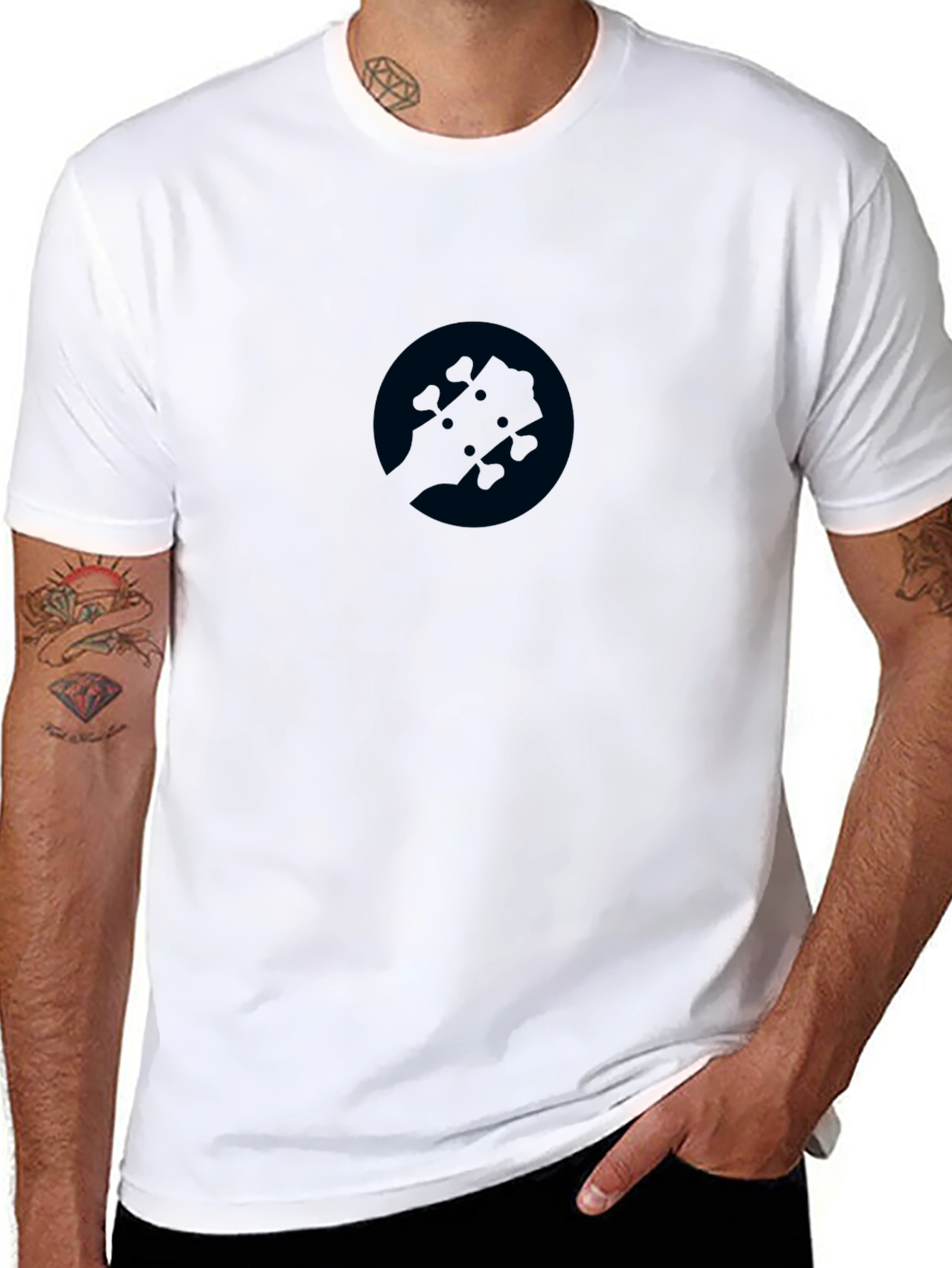 Mens Black T-Shirt with Guitar Graphic
