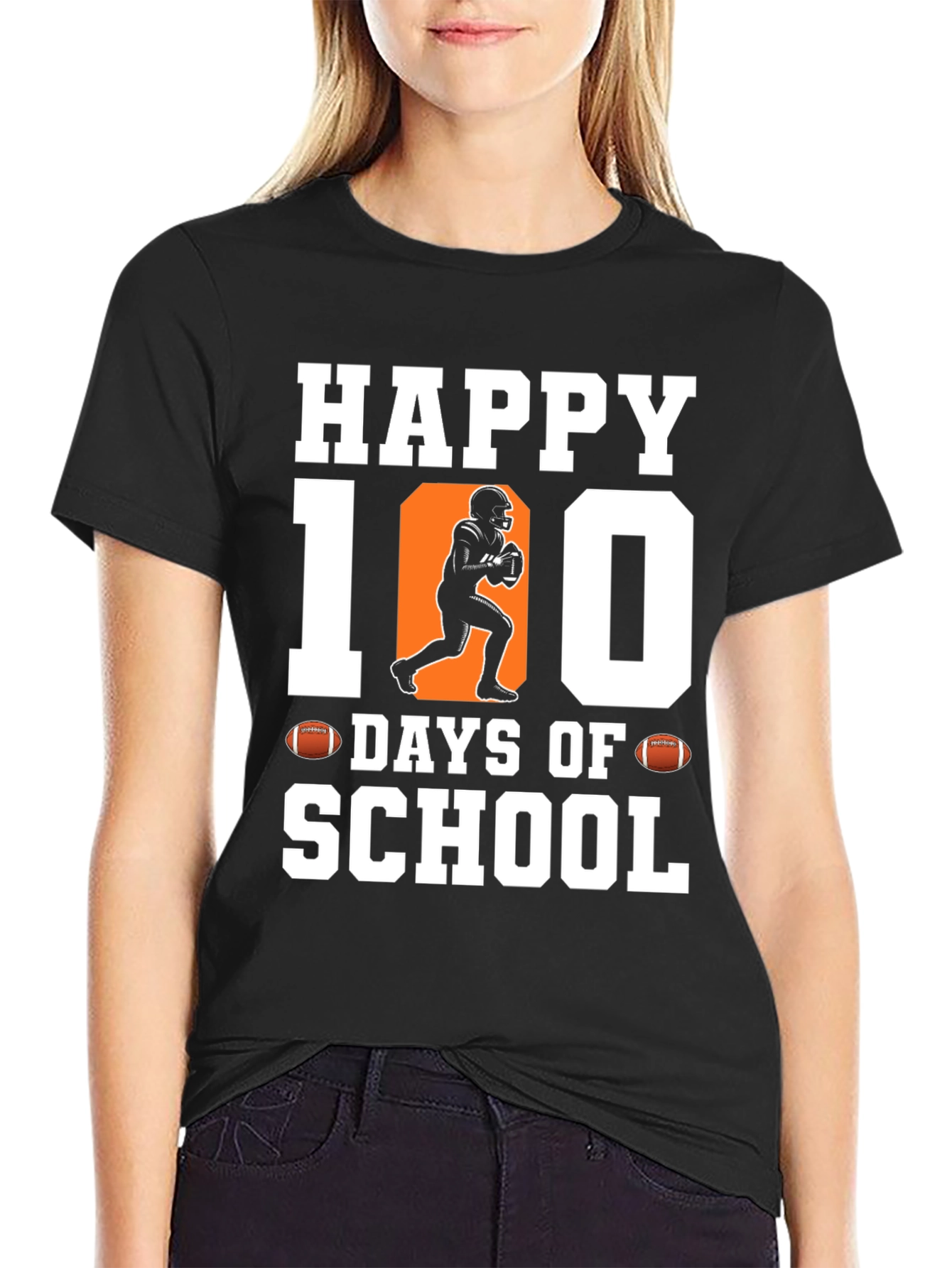 Happy 100 Days of School Football T-Shirt