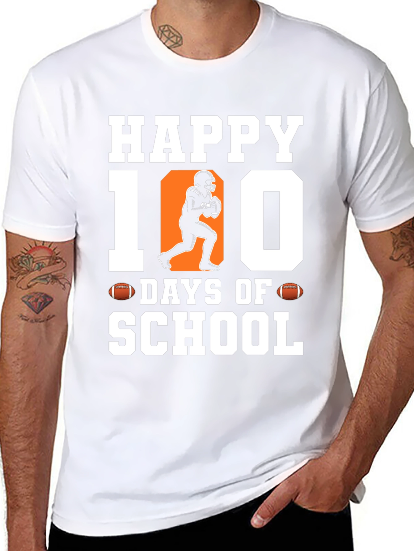 Happy 100 Days of School Football T-Shirt