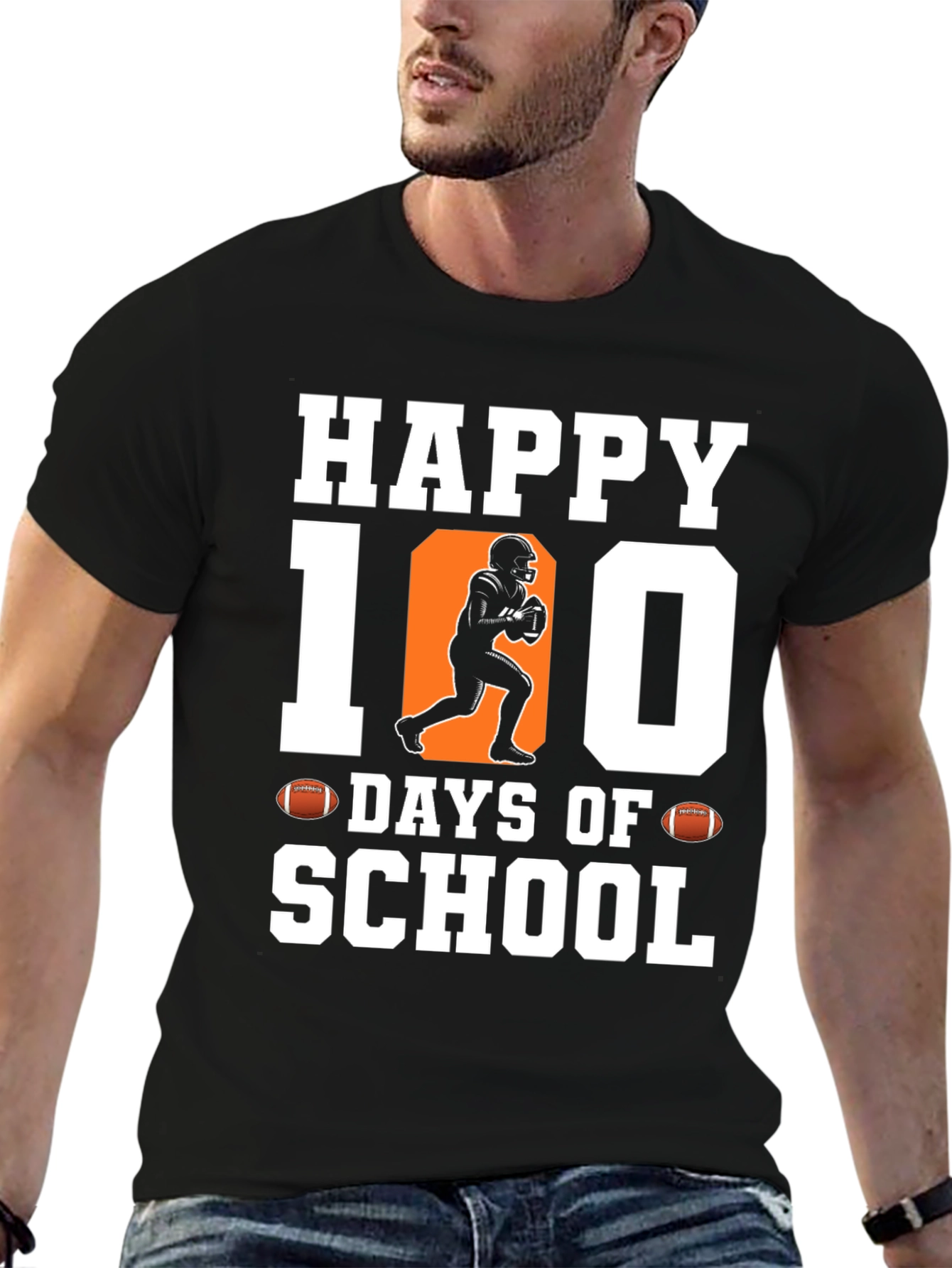 Happy 100 Days of School Football T-Shirt