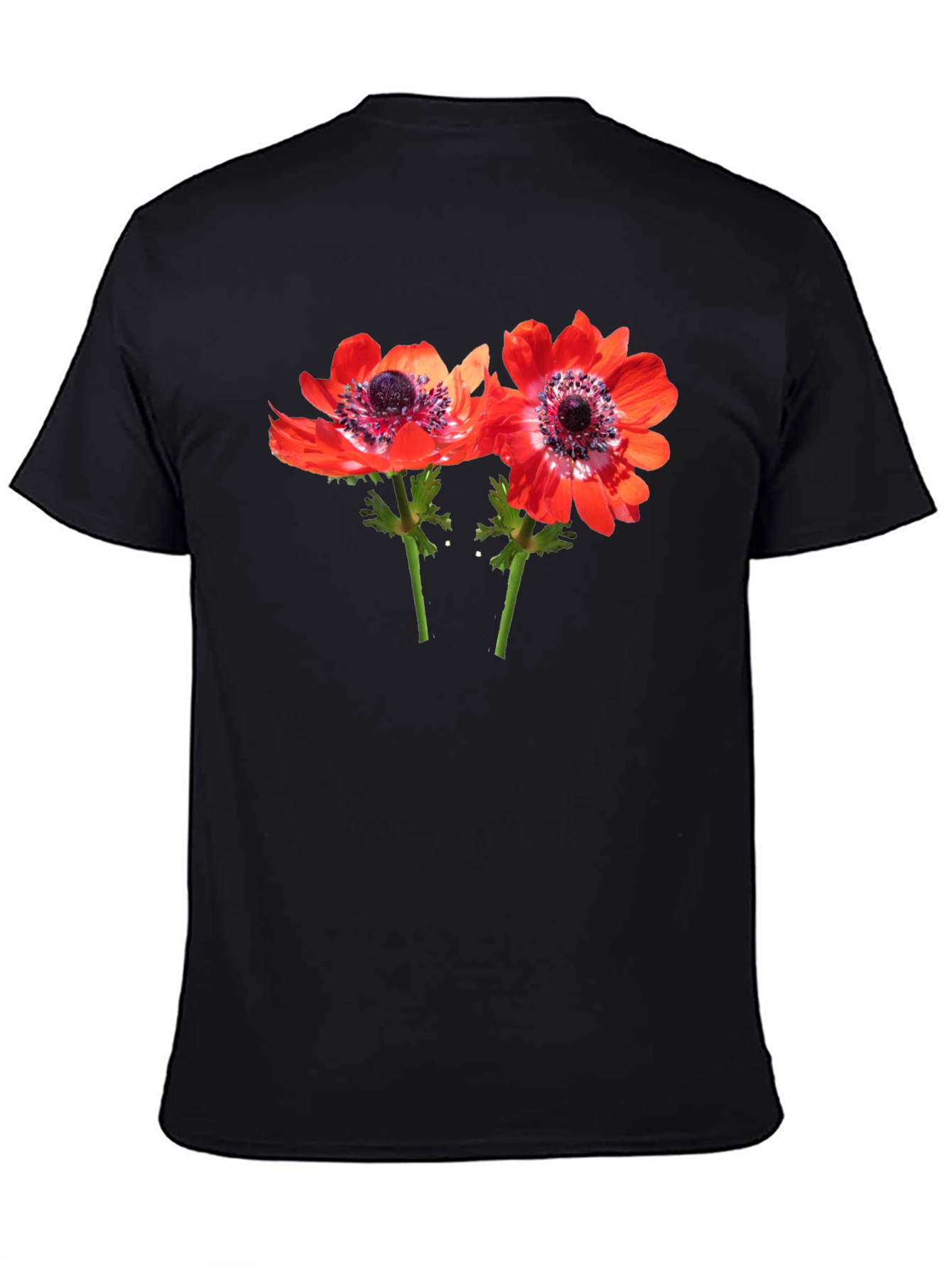 Floral Print Mens Black T-Shirt