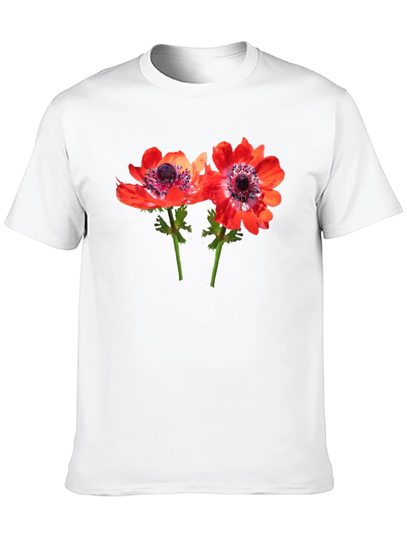 Floral Print Mens Black T-Shirt