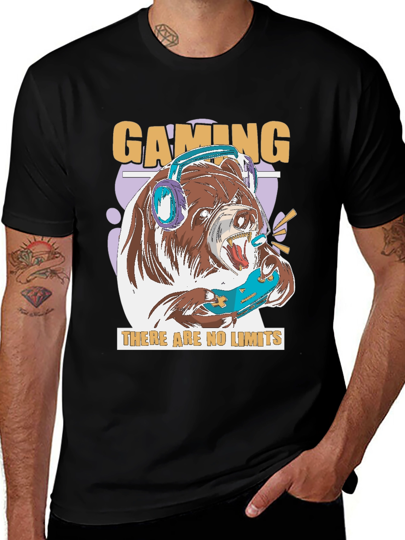 Gaming Bear Graphic T-Shirt