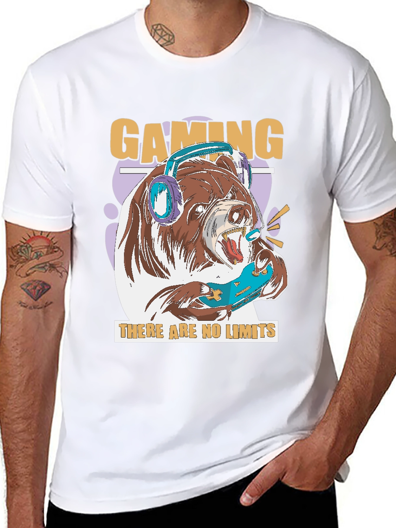 Gaming Bear Graphic T-Shirt