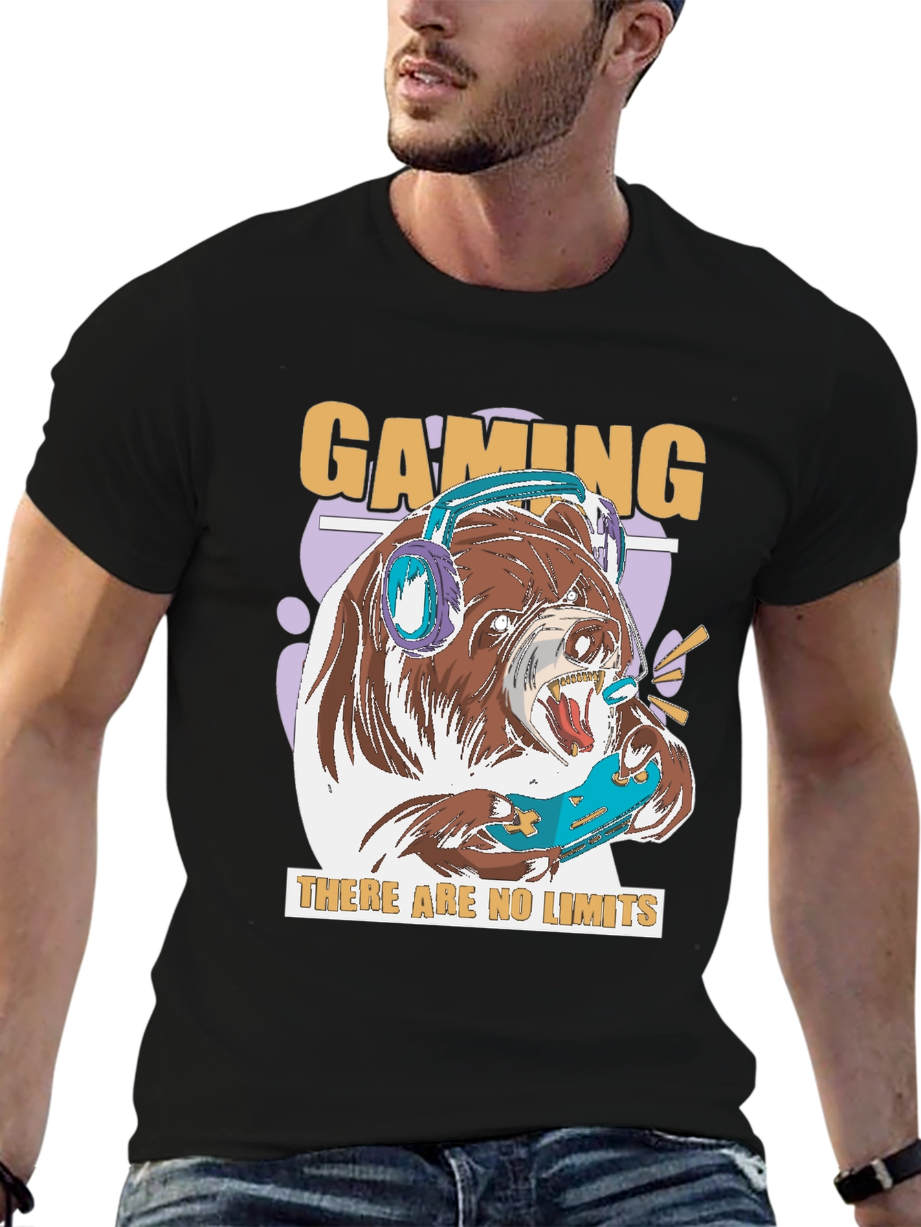 Gaming Bear Graphic T-Shirt