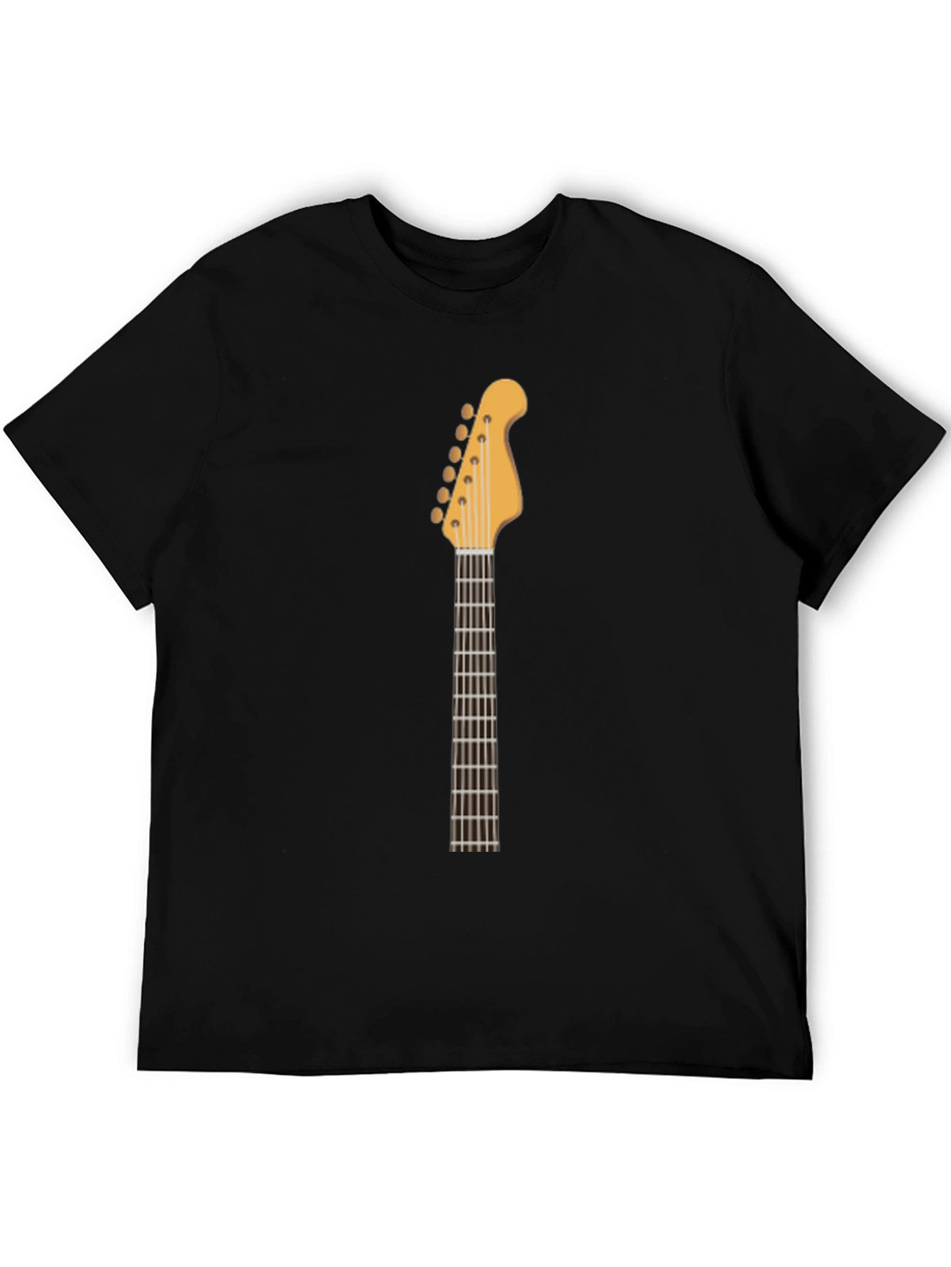 Guitar Neck Graphic Tee - Black Cotton T-Shirt