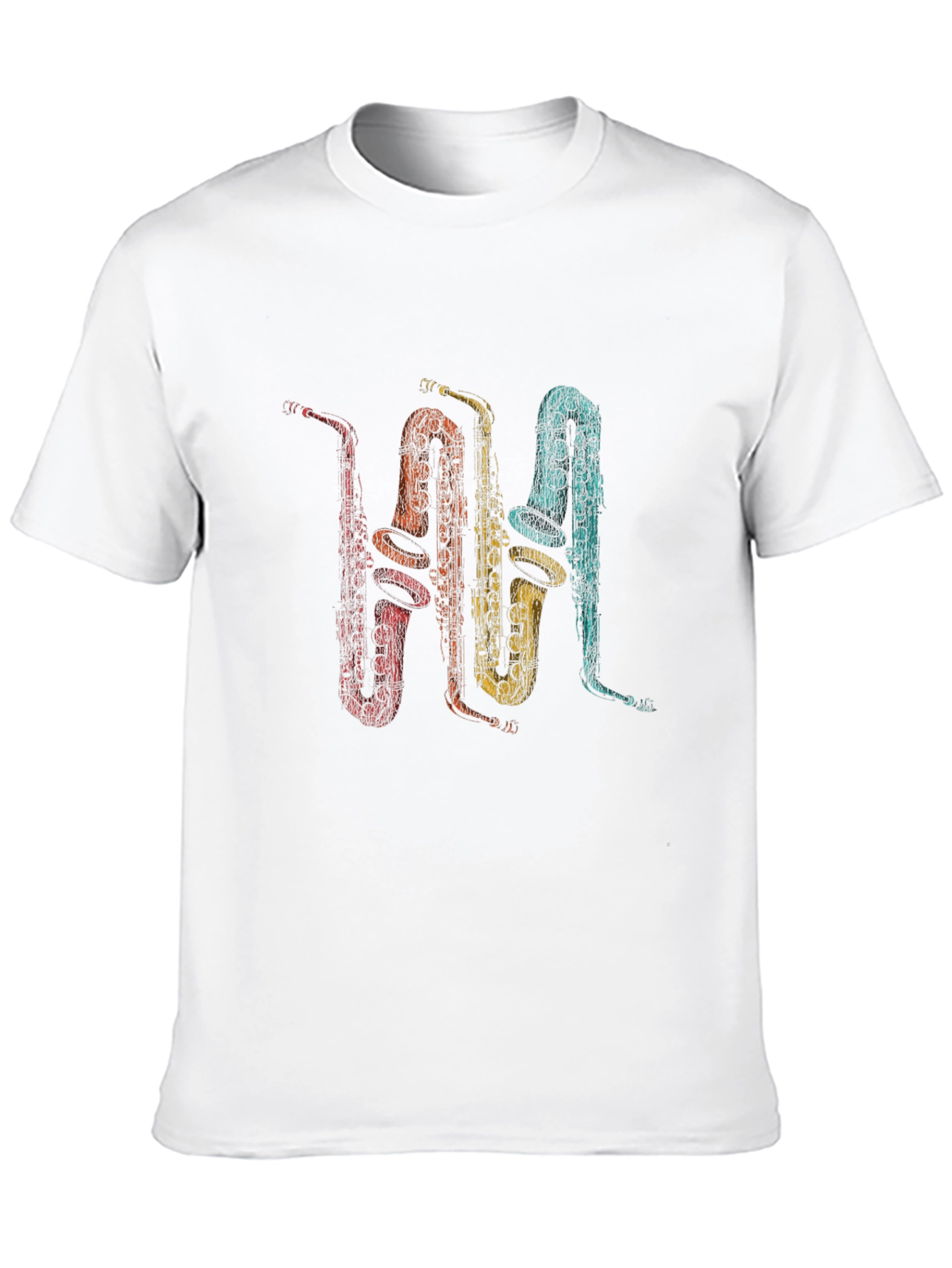 Retro Saxophone Print T-Shirt - Music Lover Tee