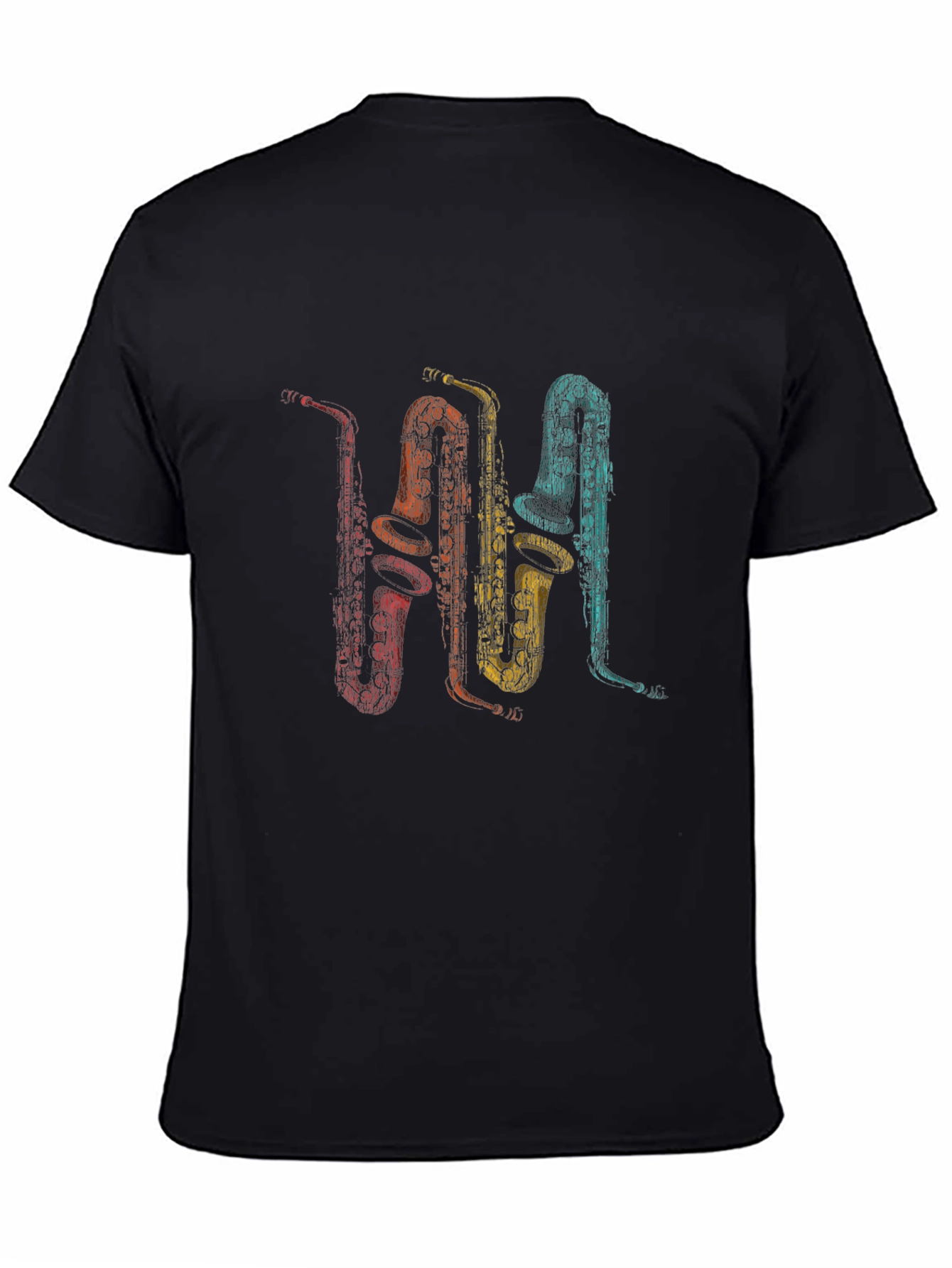 Retro Saxophone Print T-Shirt - Music Lover Tee