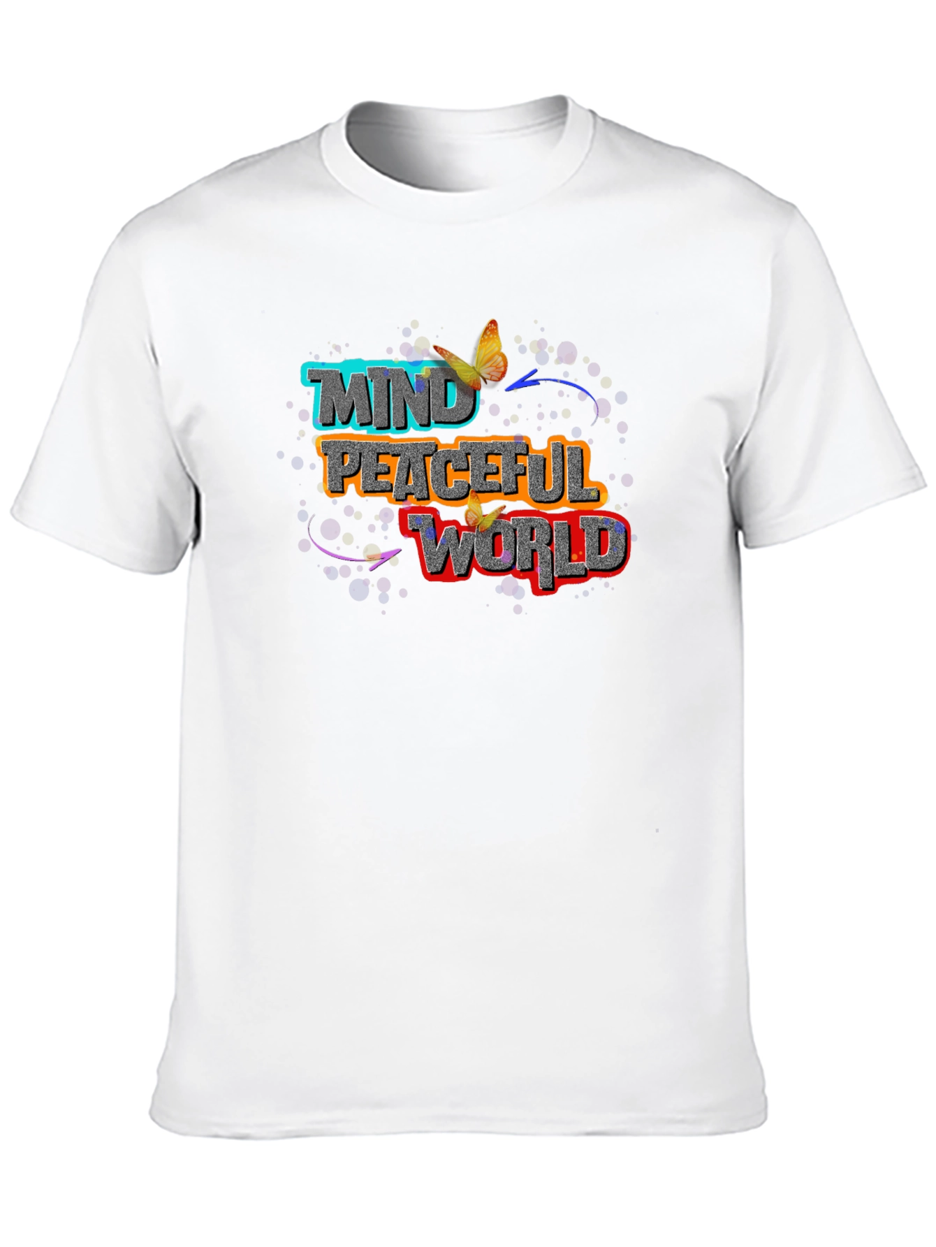 Mind Peaceful World Graphic Black T-Shirt
