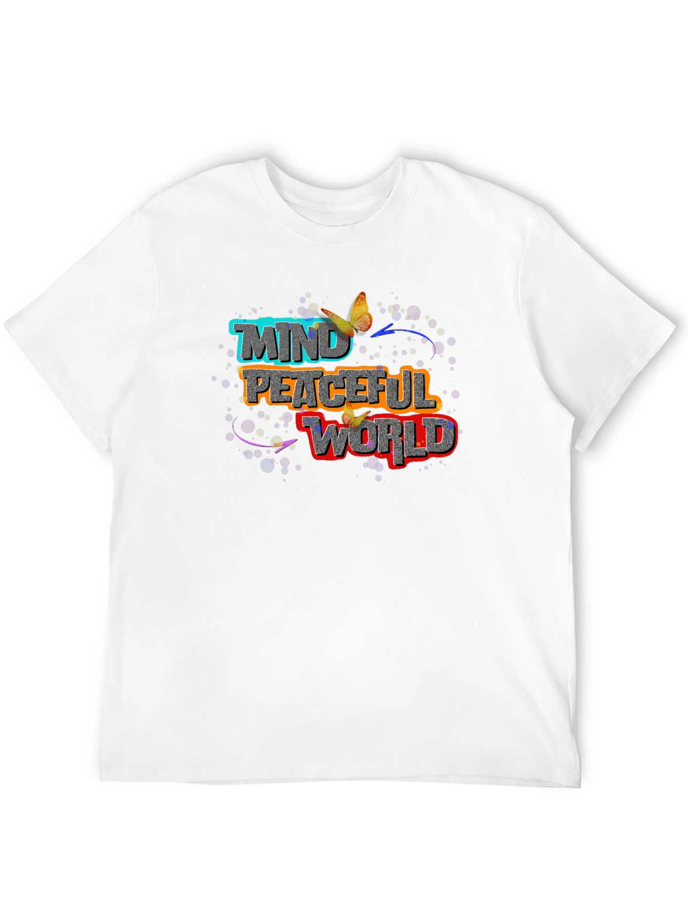 Mind Peaceful World Graphic Black T-Shirt