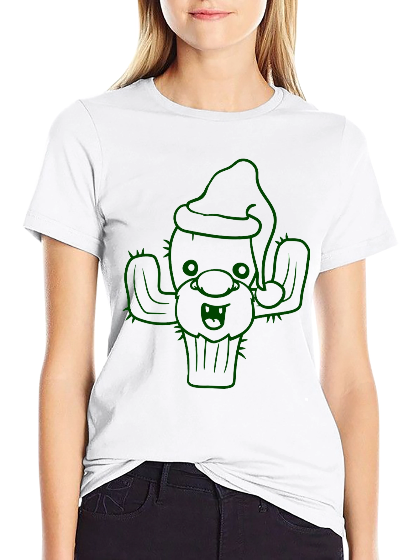 Festive Cactus Graphic Tee - Holiday Cheer