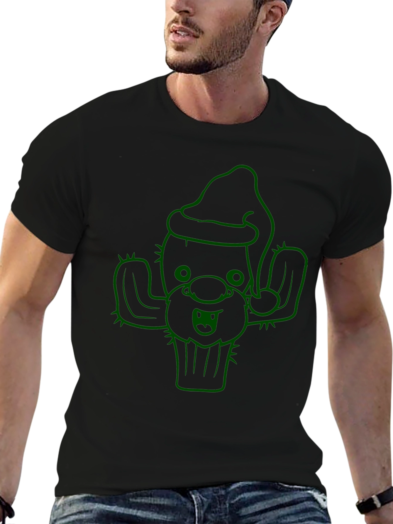 Festive Cactus Graphic Tee - Holiday Cheer