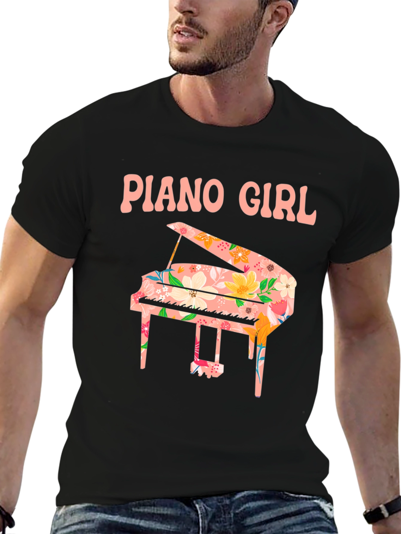 Piano Girl Floral T-Shirt