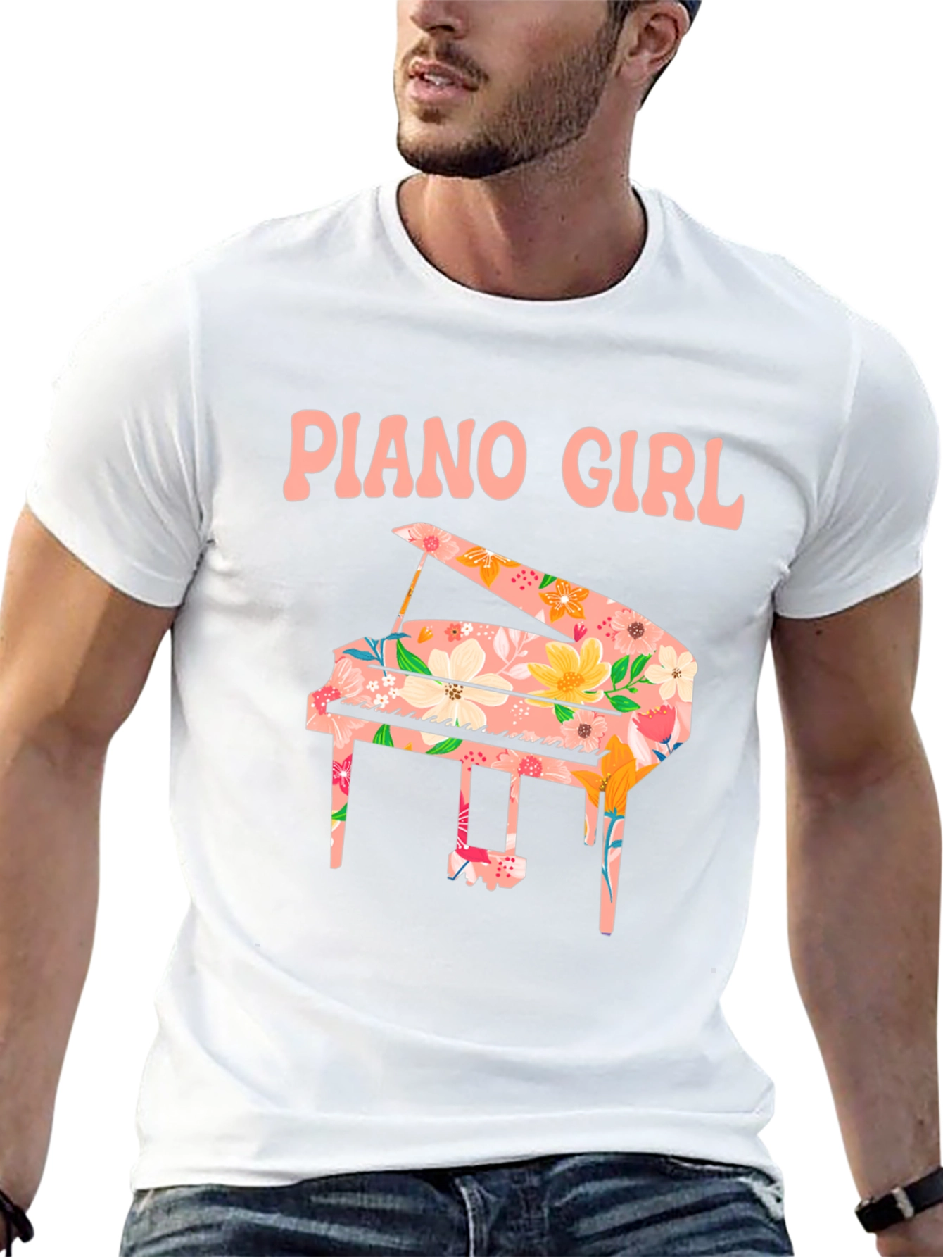 Piano Girl Floral T-Shirt