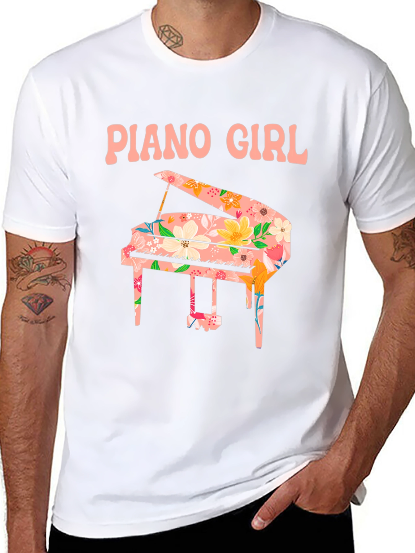 Piano Girl Floral T-Shirt