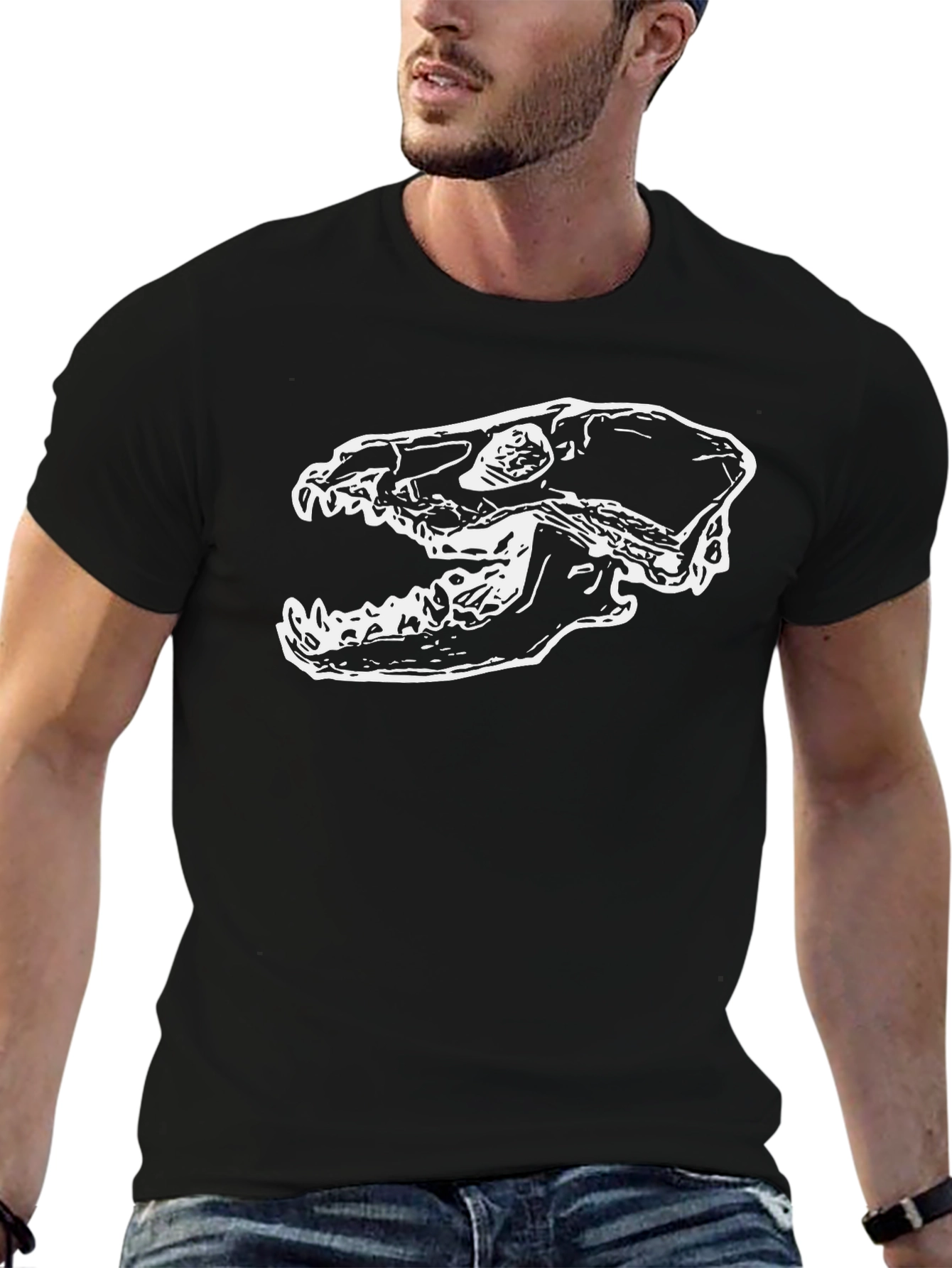 Skull Graphic Print Tee - Black