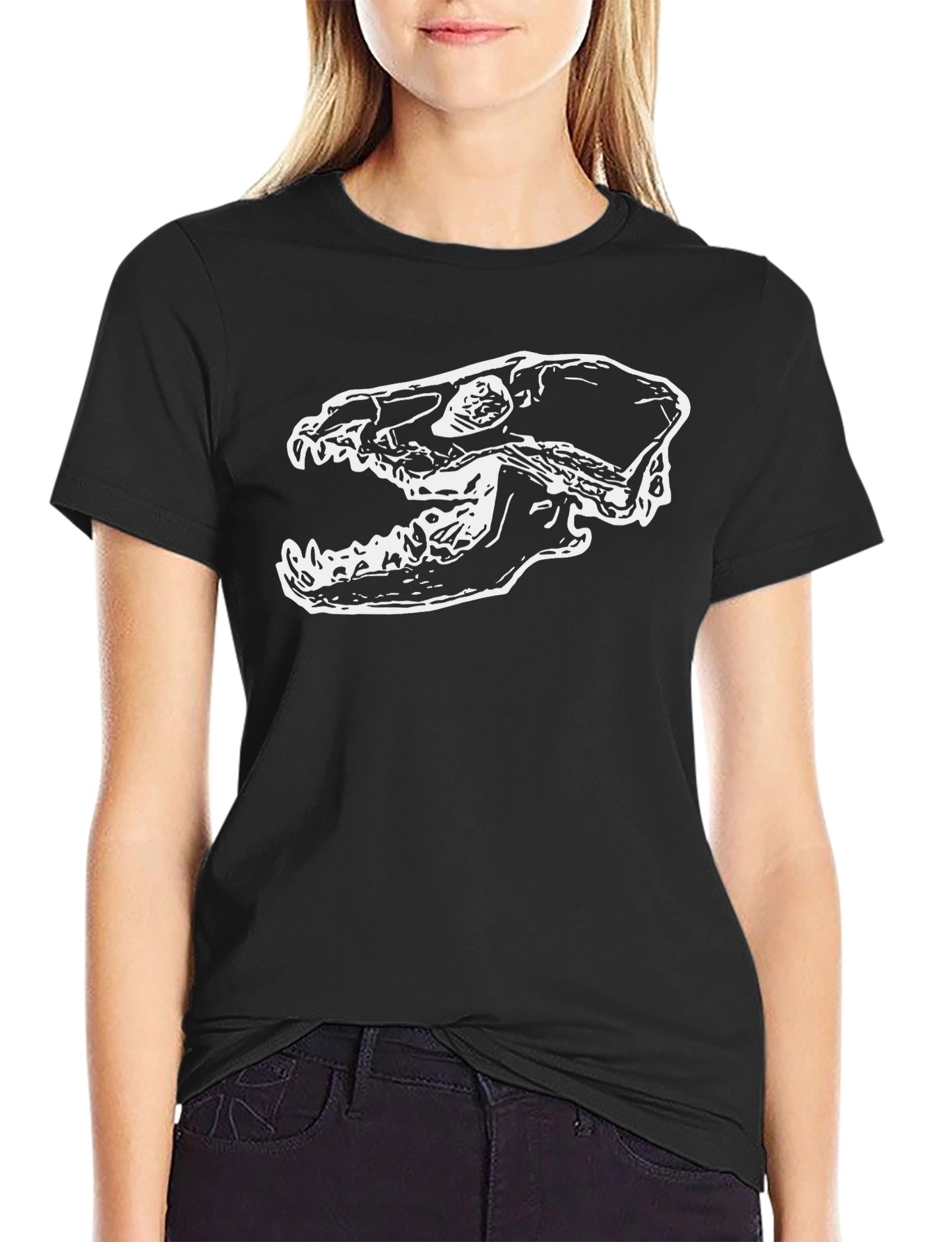 Skull Graphic Print Tee - Black