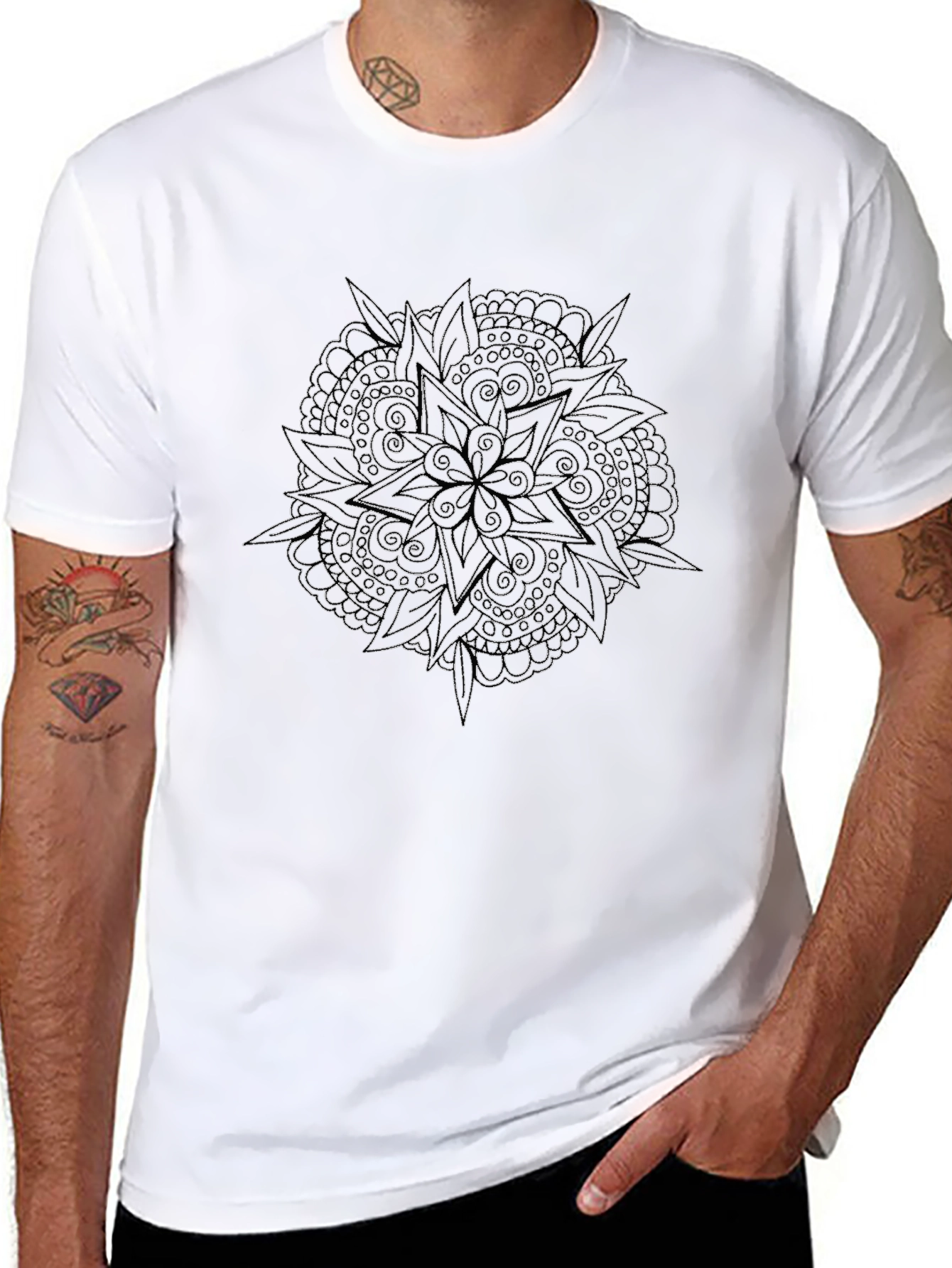 Abstract Mandala Graphic Black T-Shirt