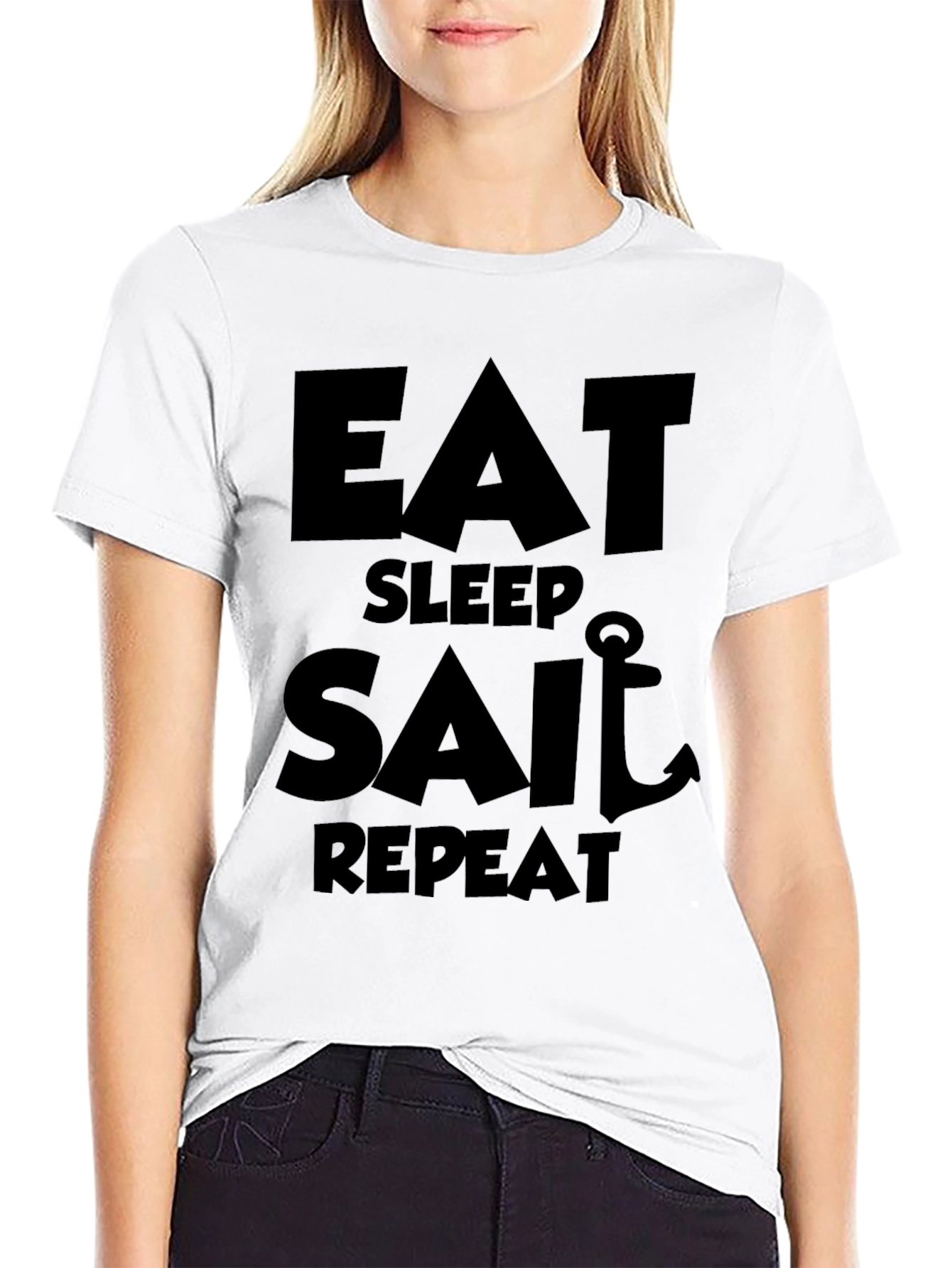 Eat Sleep Sail Repeat Black Graphic Tee