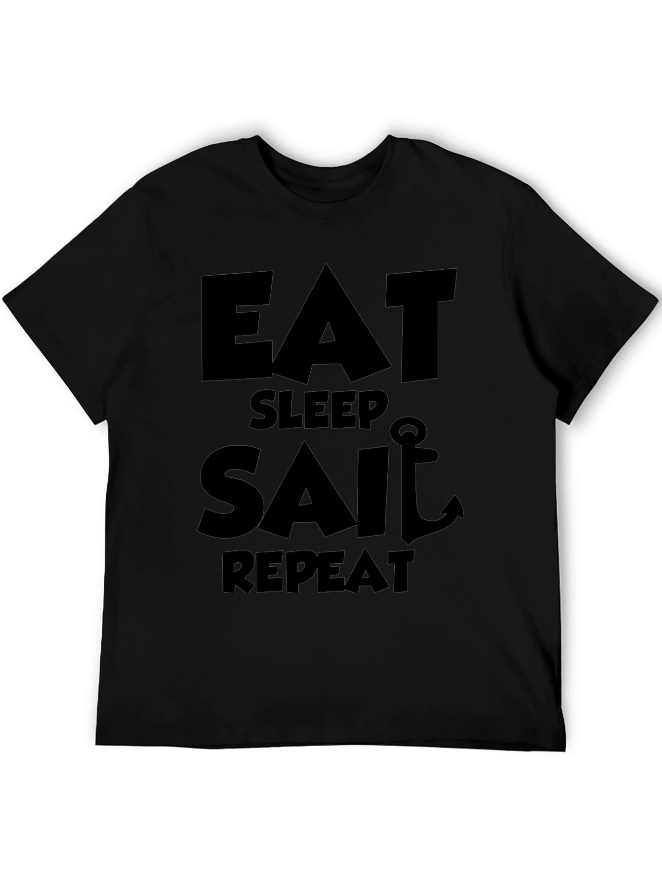 Eat Sleep Sail Repeat Black Graphic Tee