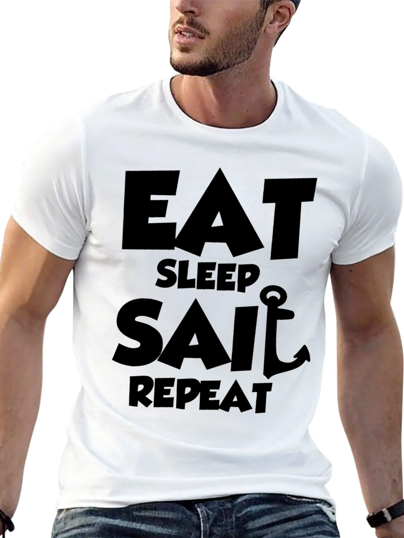 Eat Sleep Sail Repeat Black Graphic Tee
