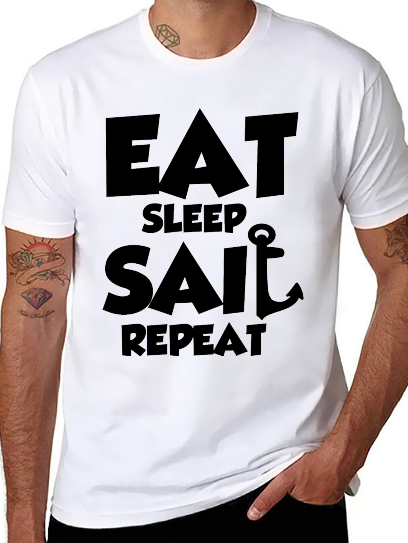 Eat Sleep Sail Repeat Black Graphic Tee