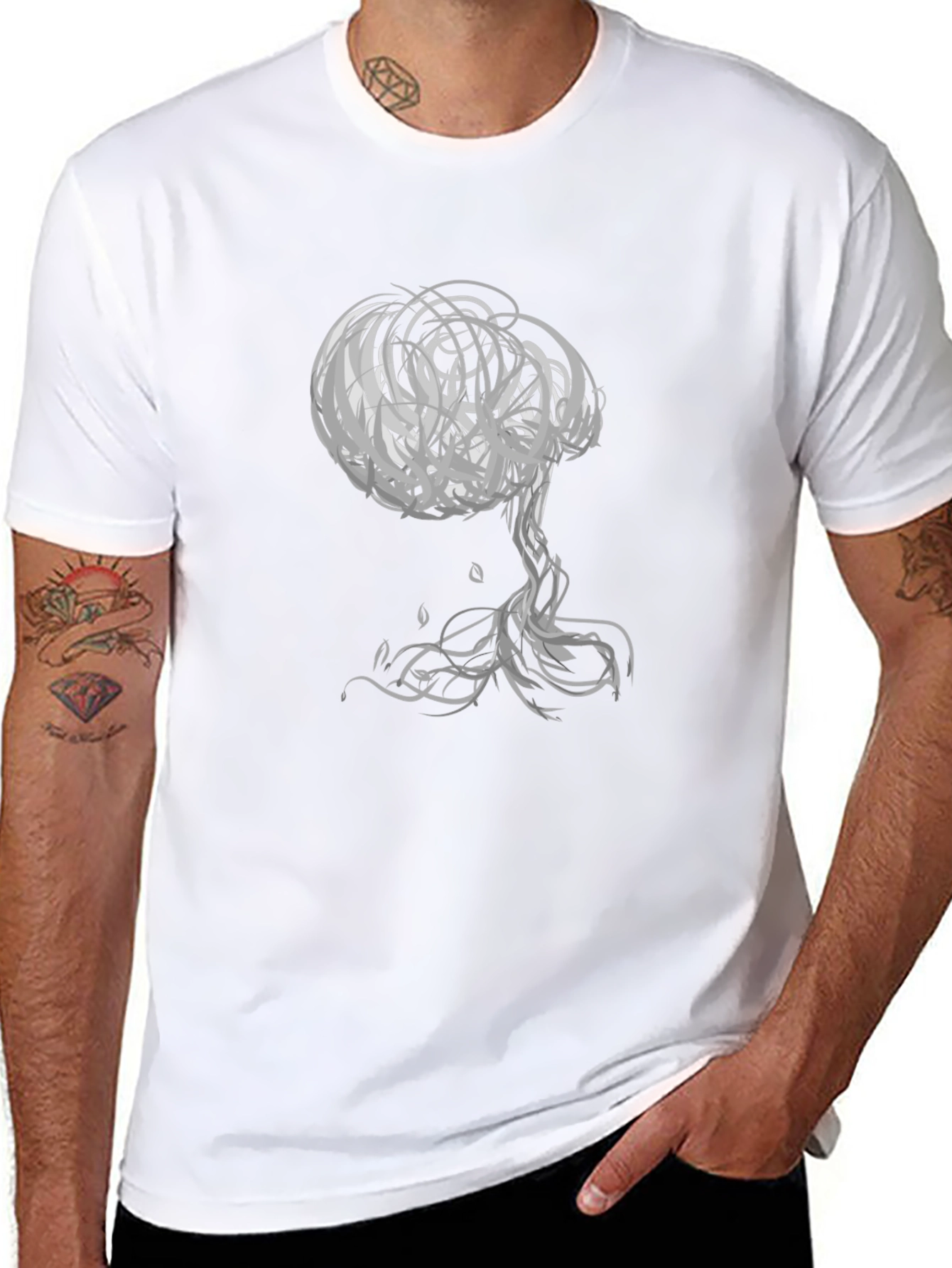 Abstract Tree Graphic Tee - Modern Black T-Shirt