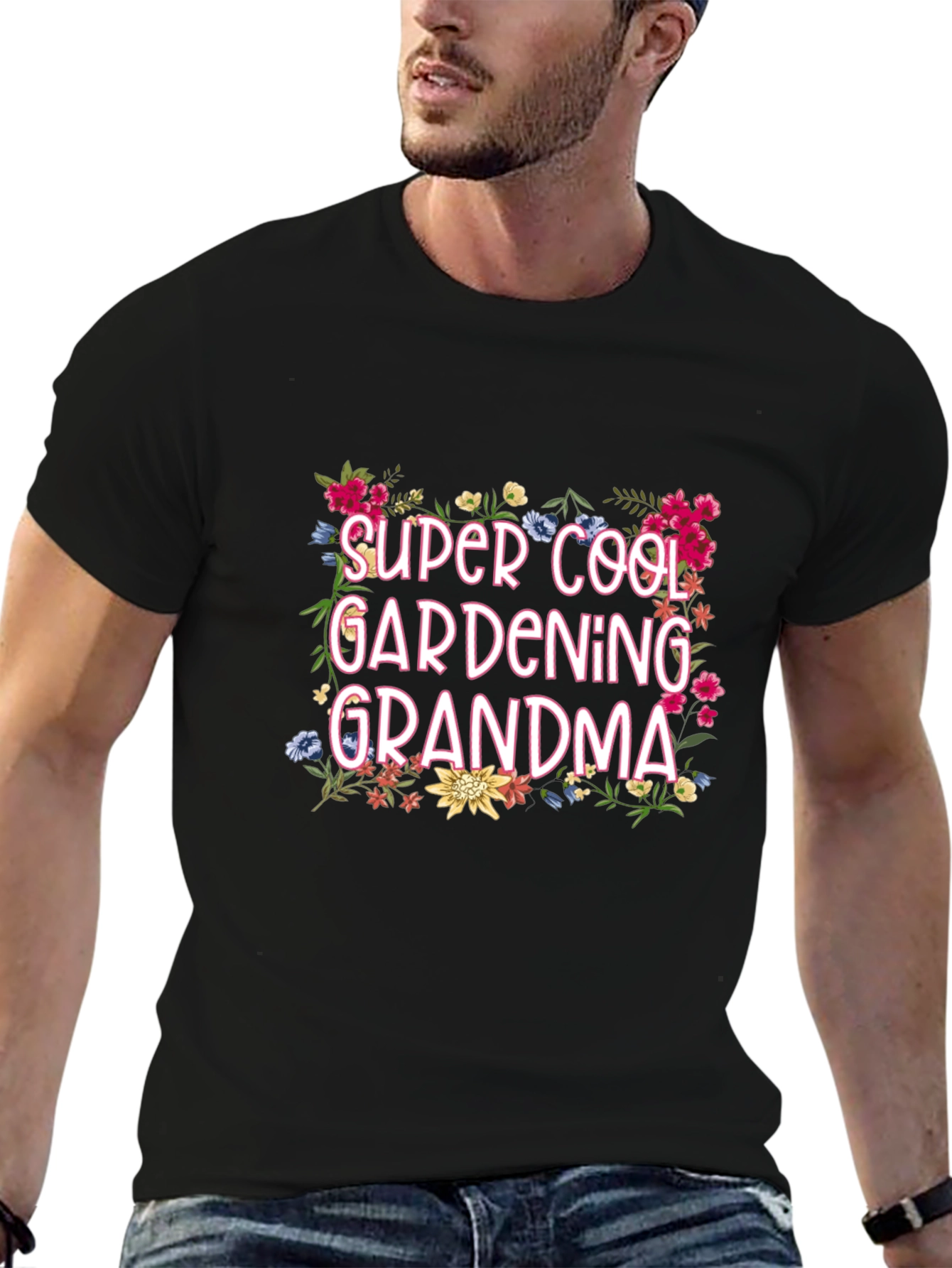 Super Cool Gardening Grandma Floral Graphic T-Shirt