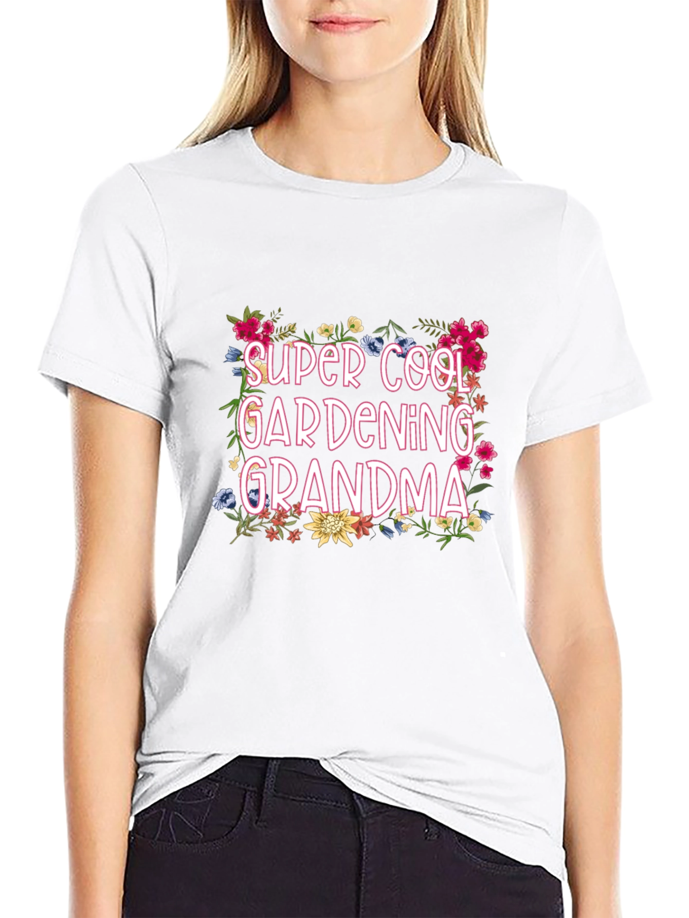 Super Cool Gardening Grandma Floral Graphic T-Shirt