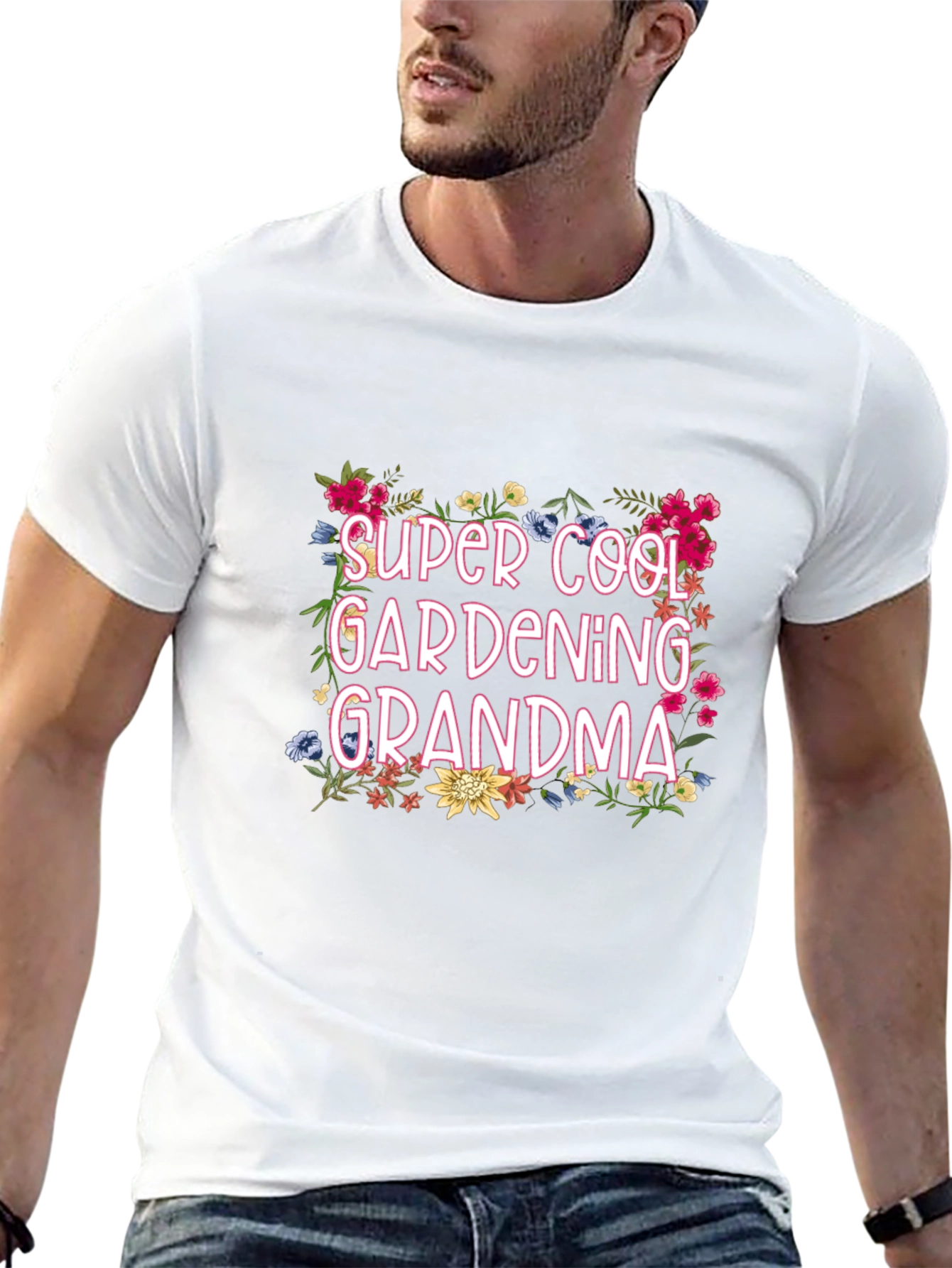 Super Cool Gardening Grandma Floral Graphic T-Shirt