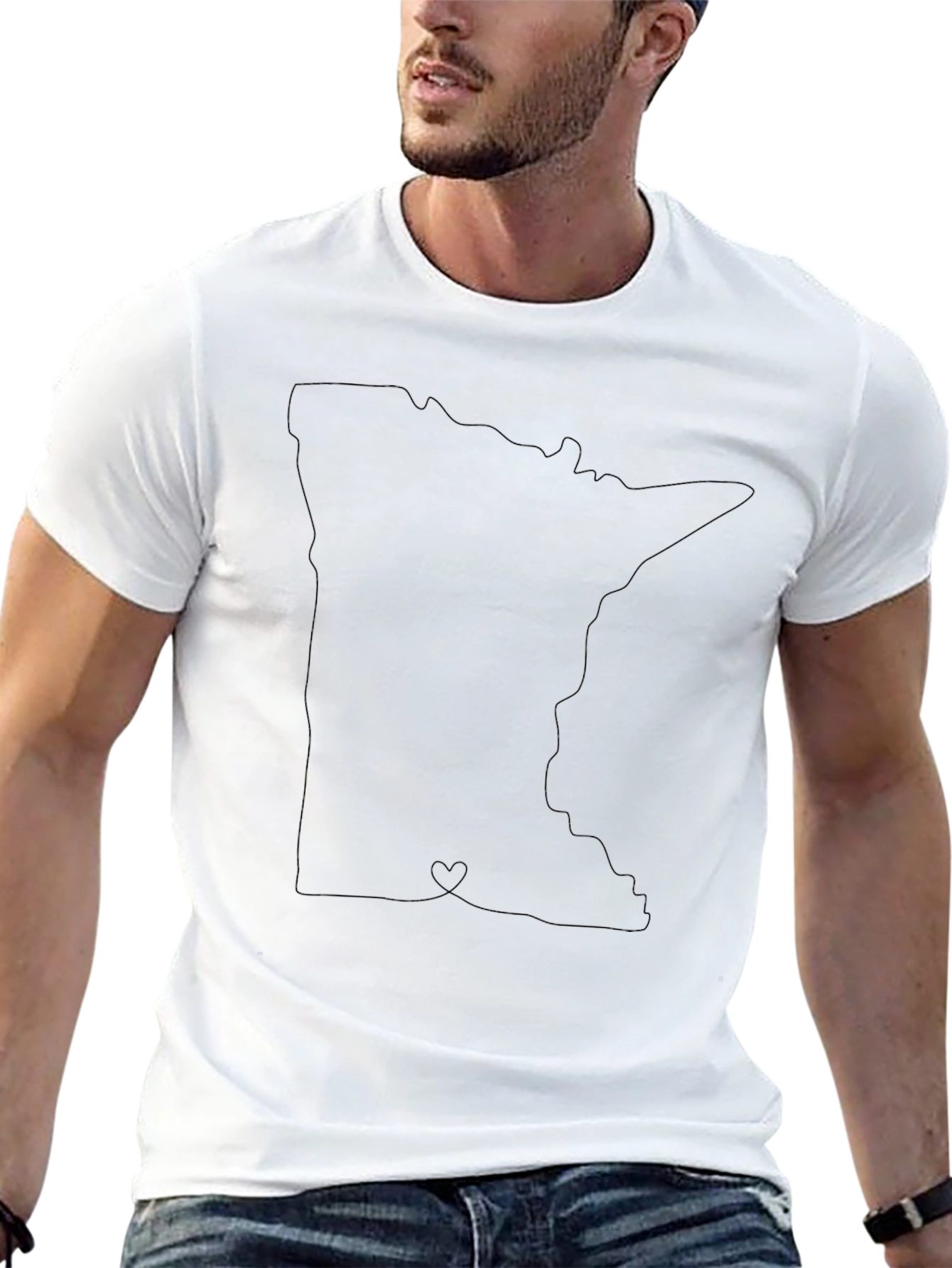 Minnesota State Outline T-Shirt - Black
