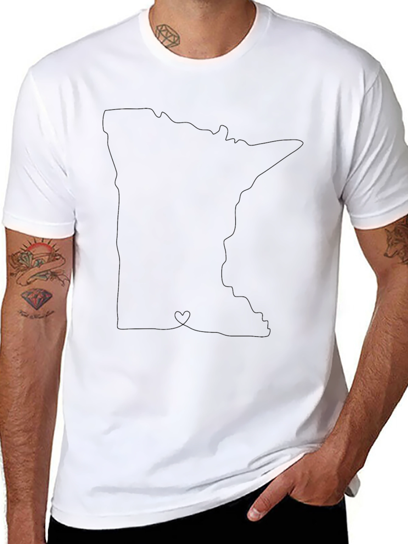 Minnesota State Outline T-Shirt - Black