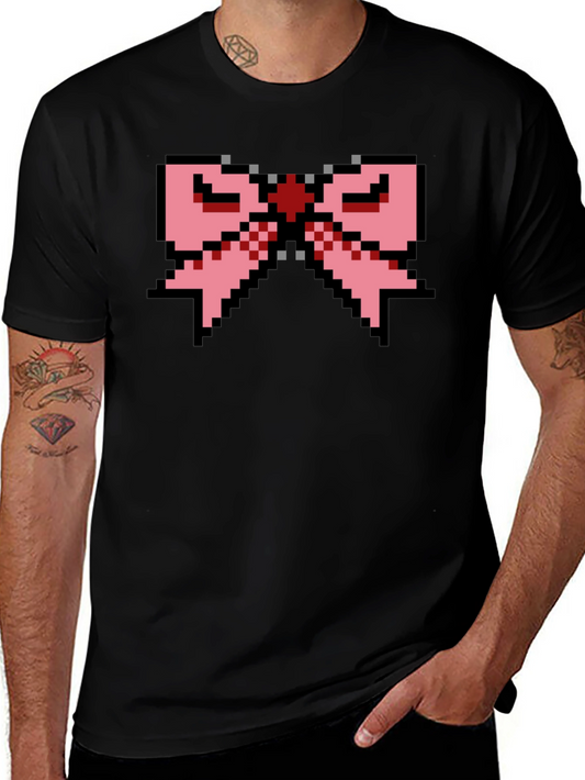 Pixel Bow Black T-Shirt - Retro Gaming Fashion