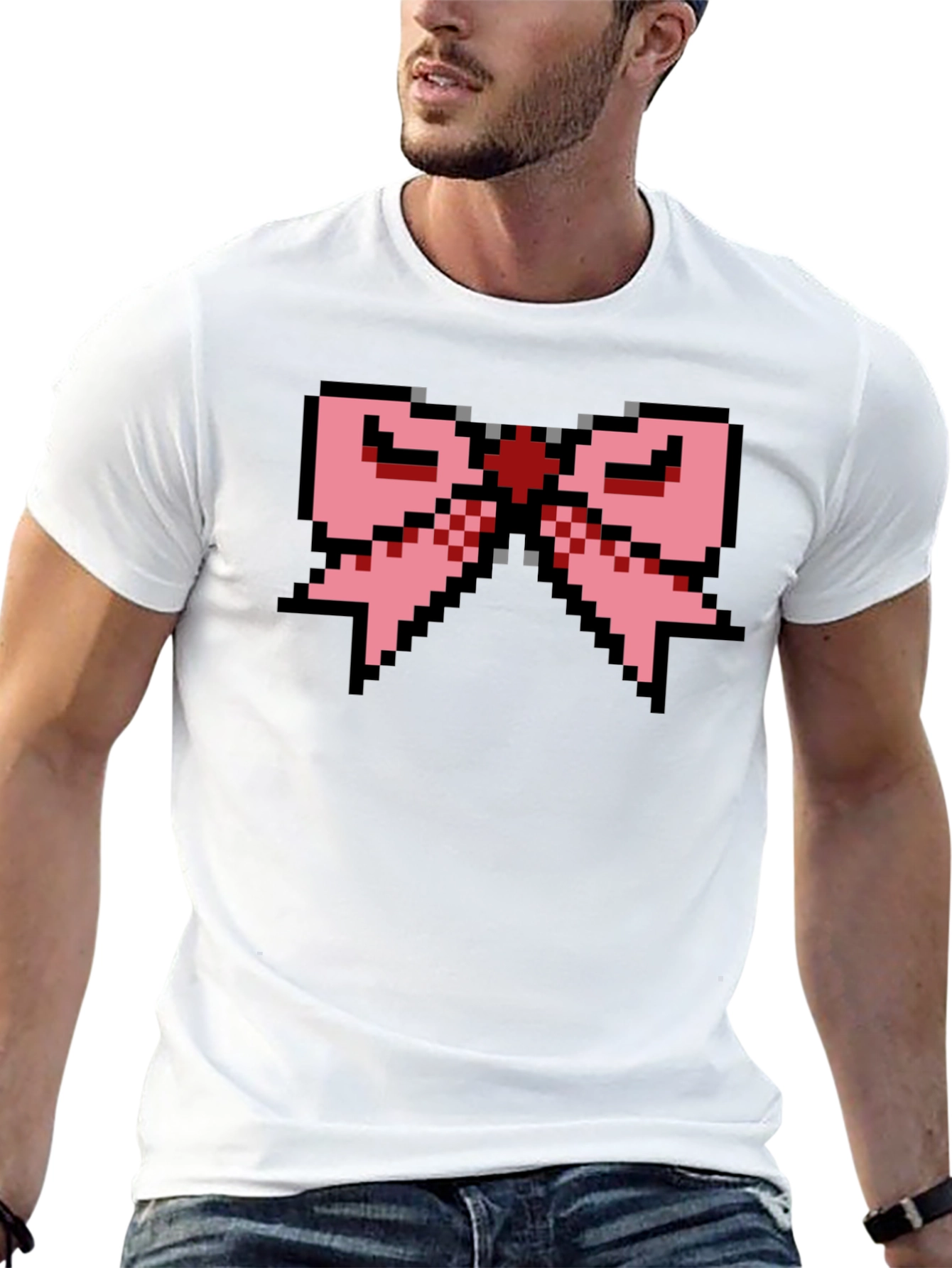 Pixel Bow Black T-Shirt - Retro Gaming Fashion