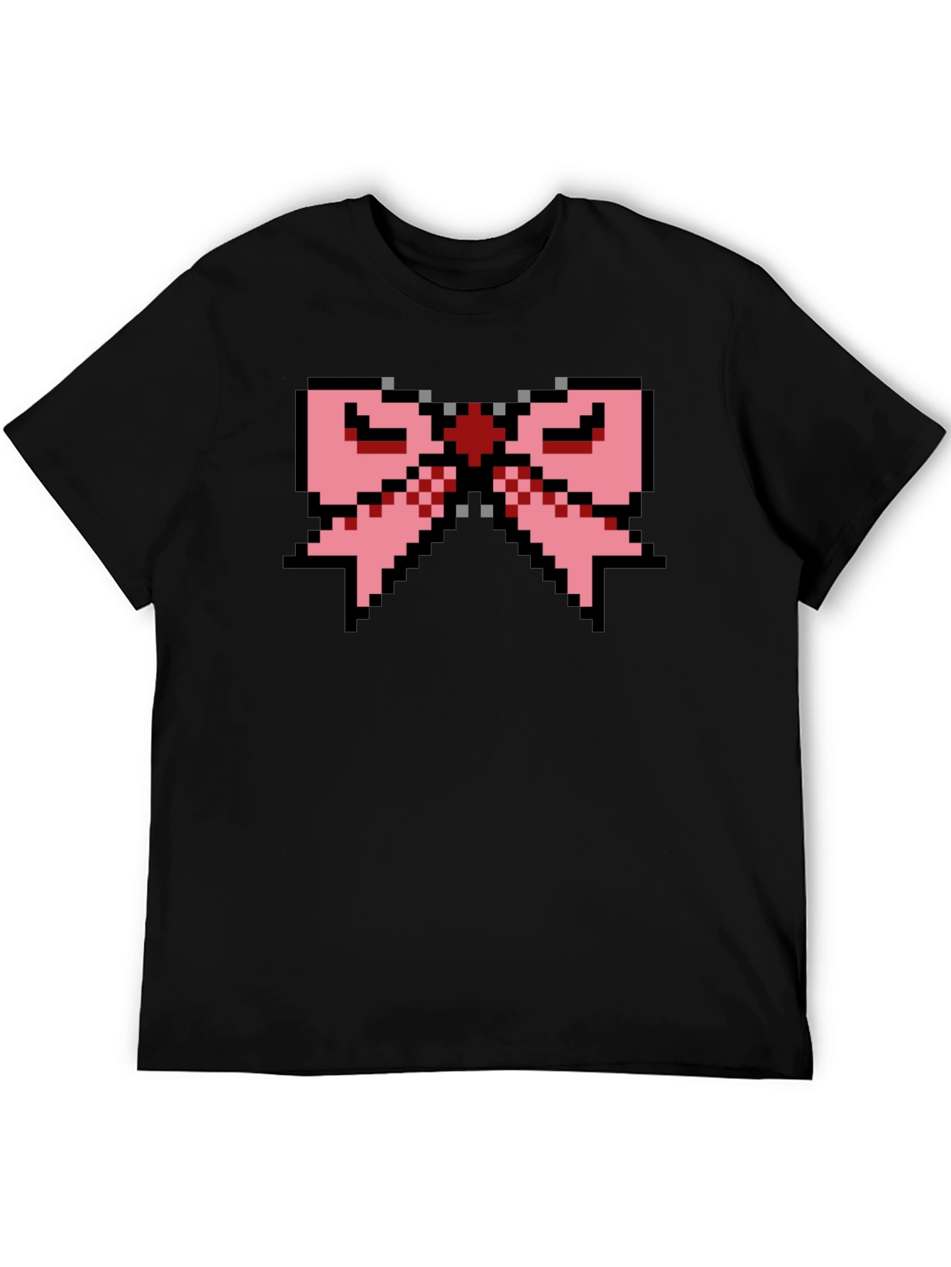 Pixel Bow Black T-Shirt - Retro Gaming Fashion