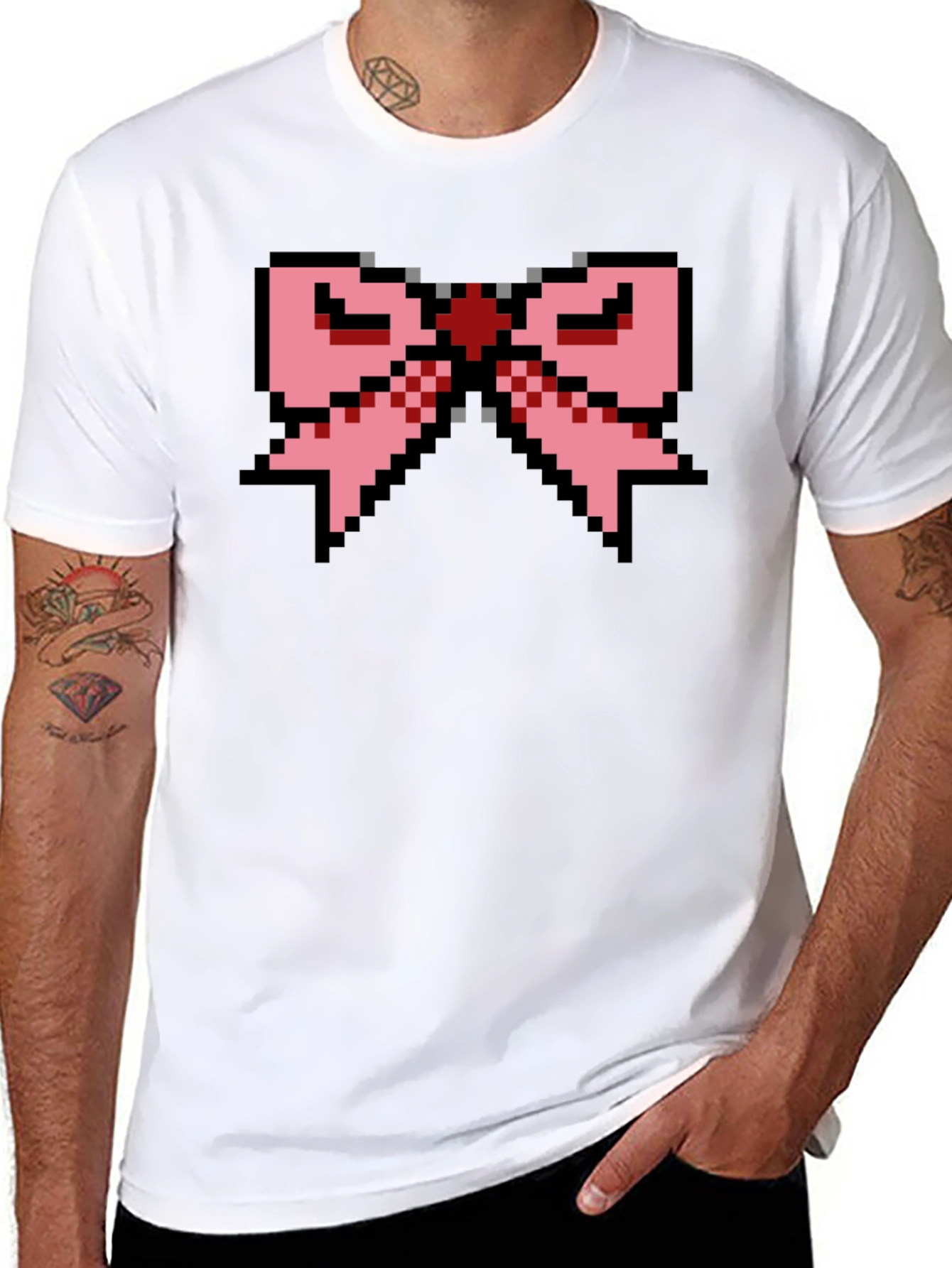 Pixel Bow Black T-Shirt - Retro Gaming Fashion