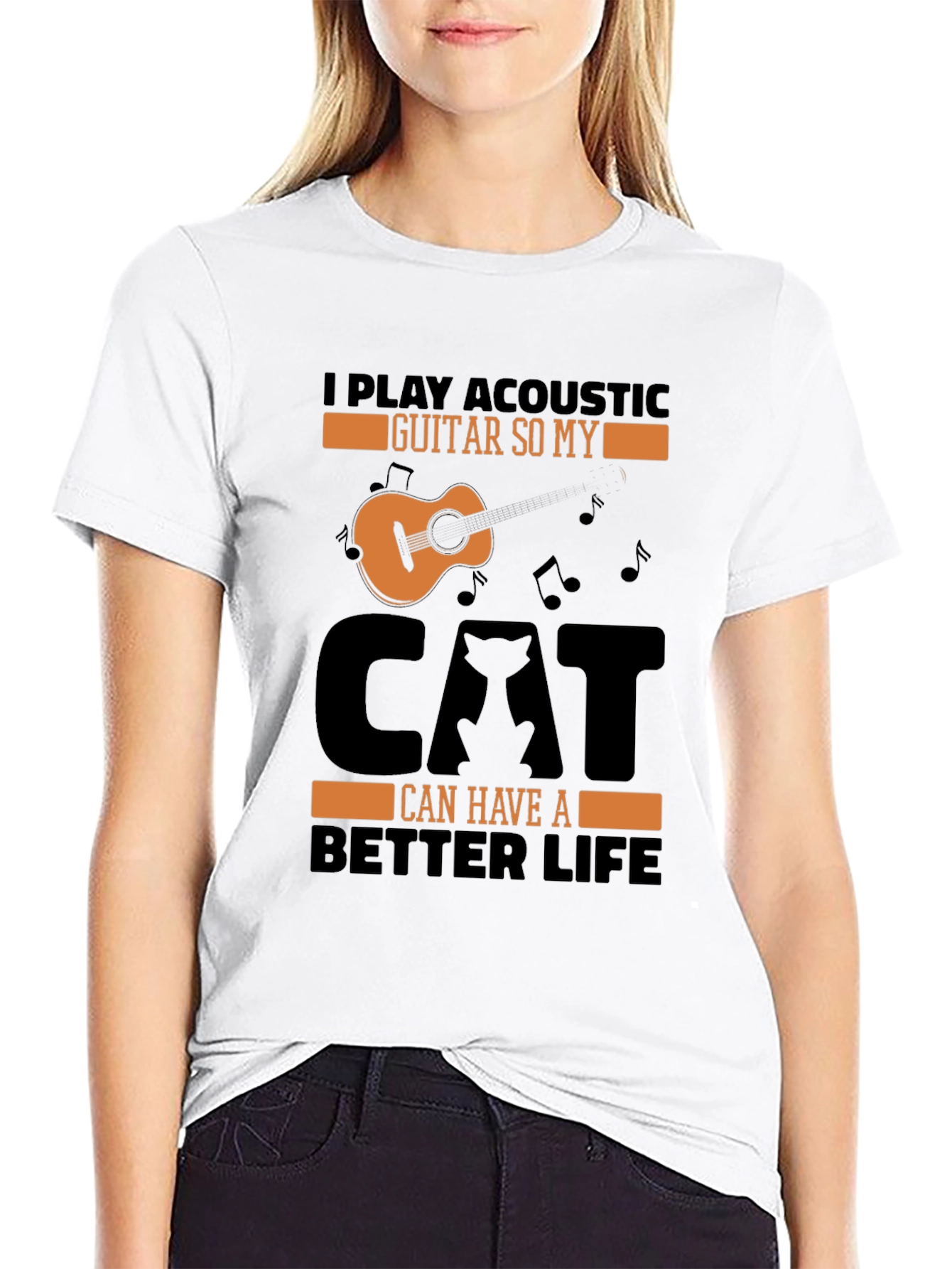 Acoustic Guitar Cat Lover T-Shirt