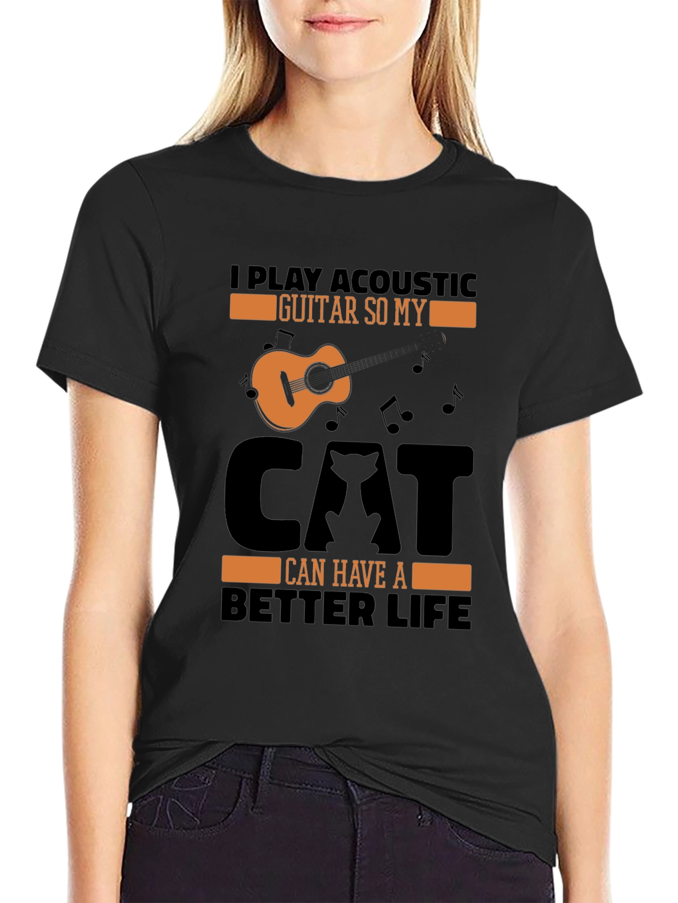 Acoustic Guitar Cat Lover T-Shirt