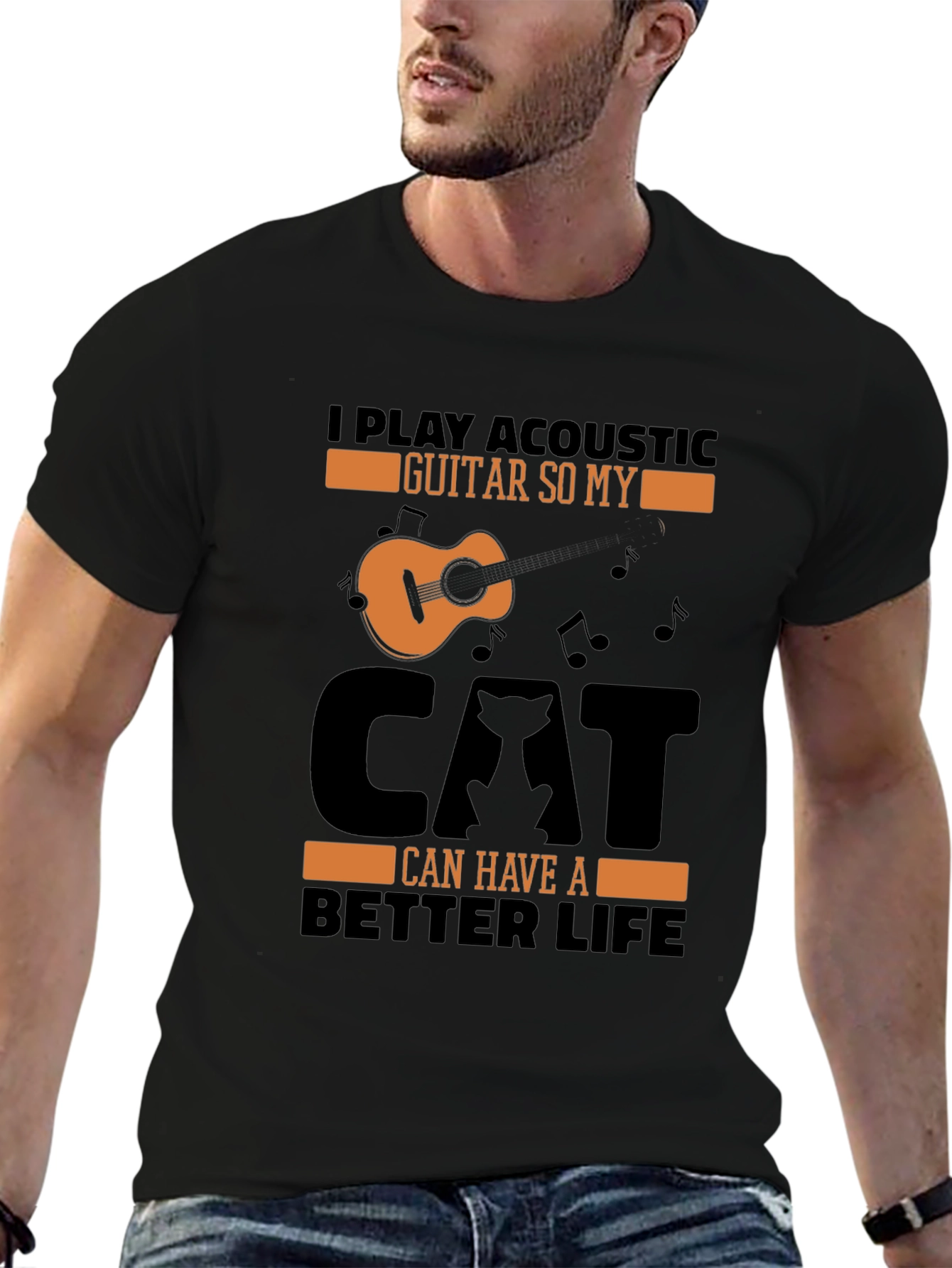 Acoustic Guitar Cat Lover T-Shirt